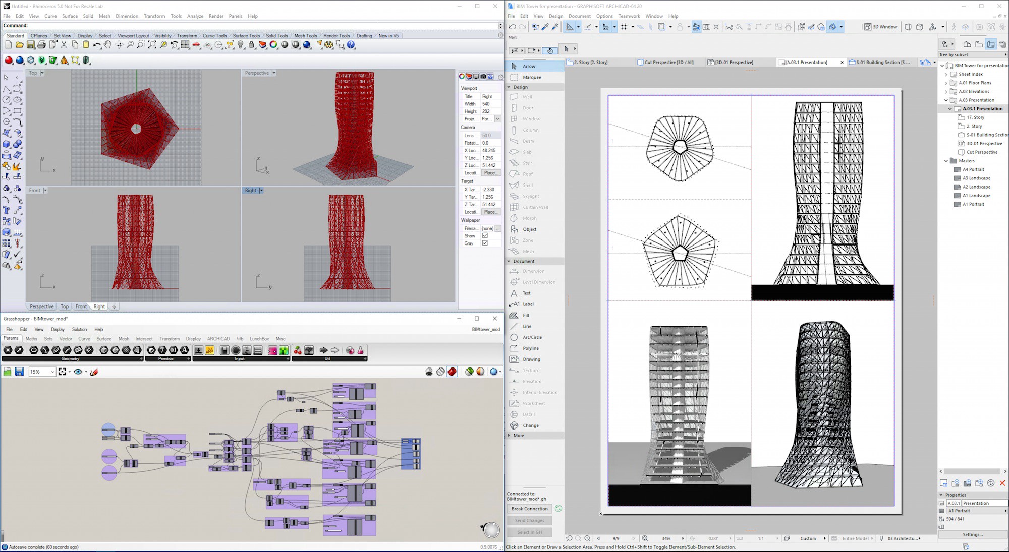 GRAPHISOFT’s Rhino-Grasshopper-ARCHICAD connection is a bi-directional link between all three programs that brings algorithmic design deep into the BIM workflow. As such, GRAPHISOFT aims to court high-end design firms around the world that are deeply invested in Rhino-Grasshopper workflows.
