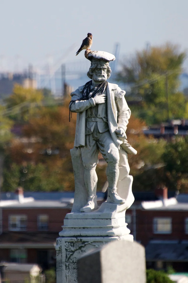 This monument was dedicated in honor of The Odd Fellows. The North American Odd Fellowship was founded in Baltimore in 1819. It was founded as a benevolent organzation. The city had great need in those days since it was in the midst of a flu epidemic, with all of the associated suffering that came with it. East Baltimore was esepcially impacted by the illness.