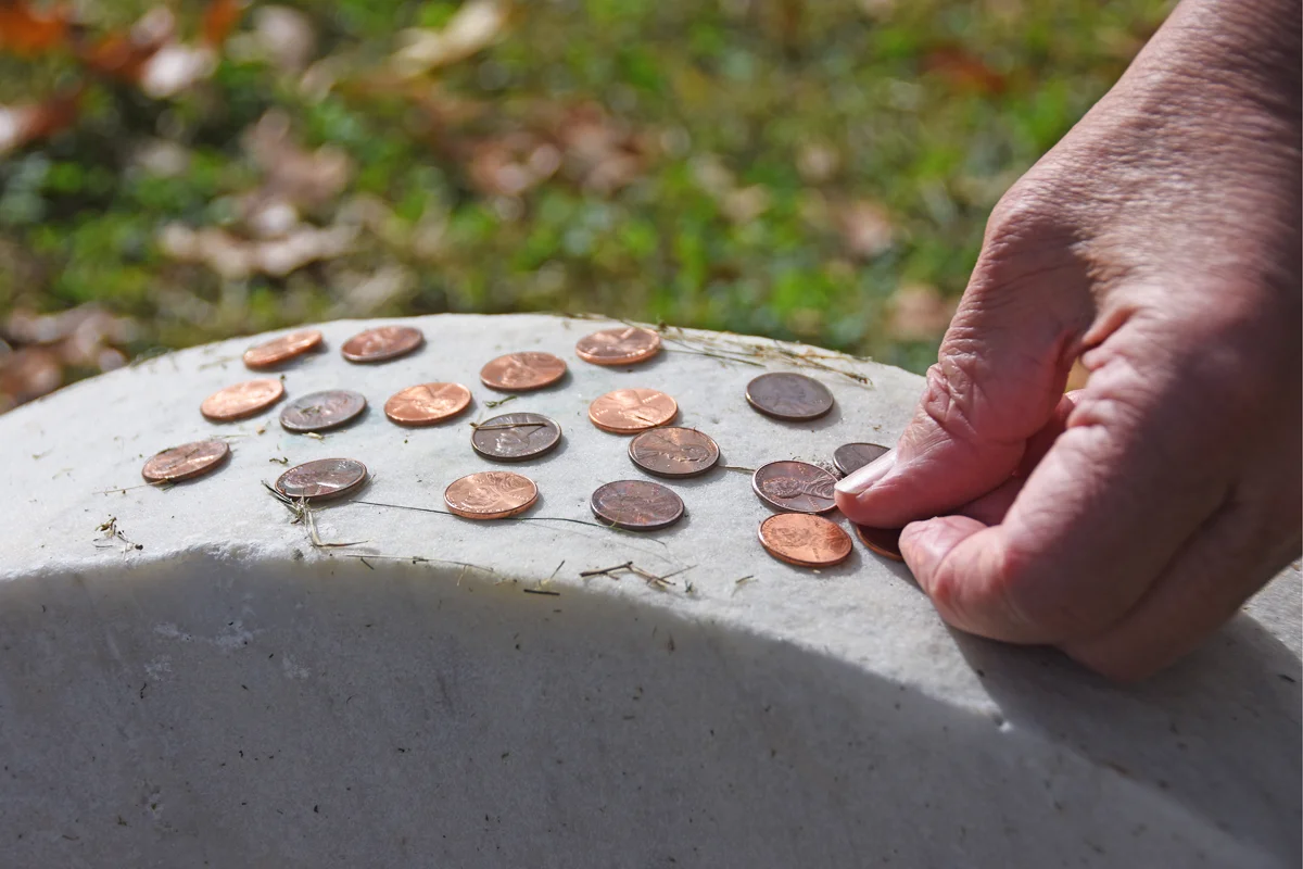 Many members of the Booth family are buried in Green Mount Cemetery, though the exact location of the remains of John Wilkes Booth are a well-kept secret. Nonetheless, many visitors leave Lincoln pennies on a blank headstone located within the plot as a small way to pay tribute to the assassinated 16th President.