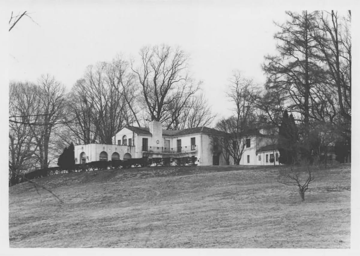 Image of Villa Pace from the Maryland Historic Trust Inventory. Baltimore architects Palmer and Lamdin designed the home. It recalled traditional Italian villas and included windows of varying shapes, fountains, terra cotta embellishments, archeologists chimneys and iron balconies.