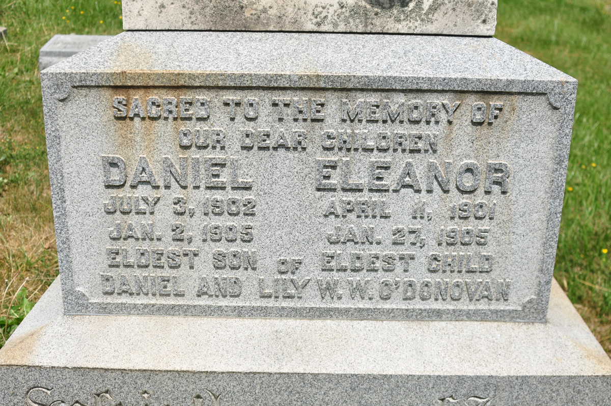 The heartbreaking inscription on the gravestone of Daniel & Lily O’Donovan’s children at New Cathedral Cemetery