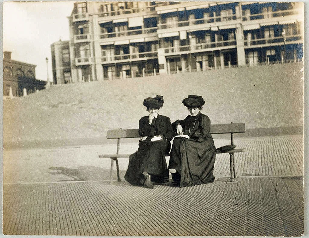 The Cone sisters on the beach at Scheveningen, Holland, circa August 27 - 30, 1903. Claribel and Etta Cone Papers, Archives and Manuscript Collections, The Baltimore Museum of Art. CG.11