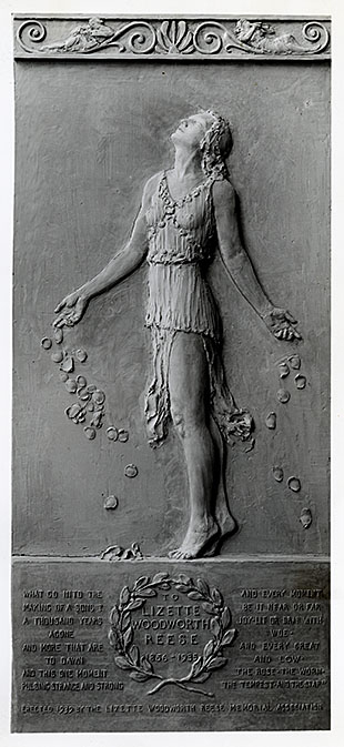 Lizette Woodward Reese memorial at Enoch Pratt Library