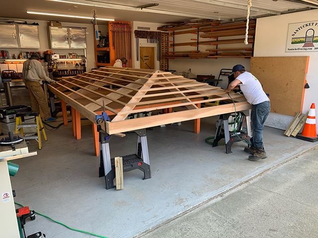 Construction of #Red Cedar Pergola Top #NANTUCKET FENCING