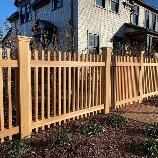 #Red Cedar Baluster style Fence and Gate # NANTUCKET FENCING #Nantucketfencing.com