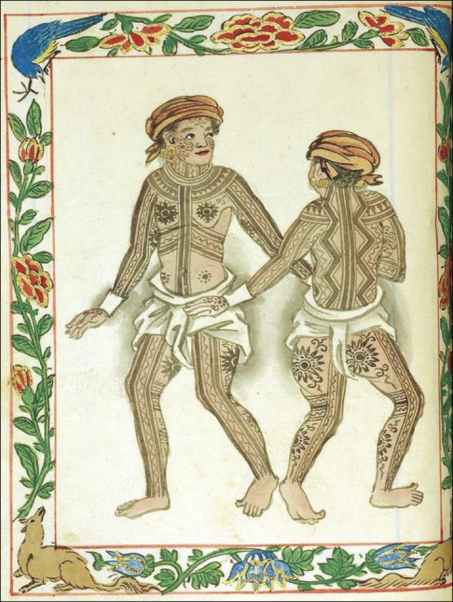 Ancient Visayan tattoos as documented in the Boxer codex, a manuscript written c. 1590, which contains illustrations of ethnic groups in the Philippines at the time of their initial contact with the Spaniards.