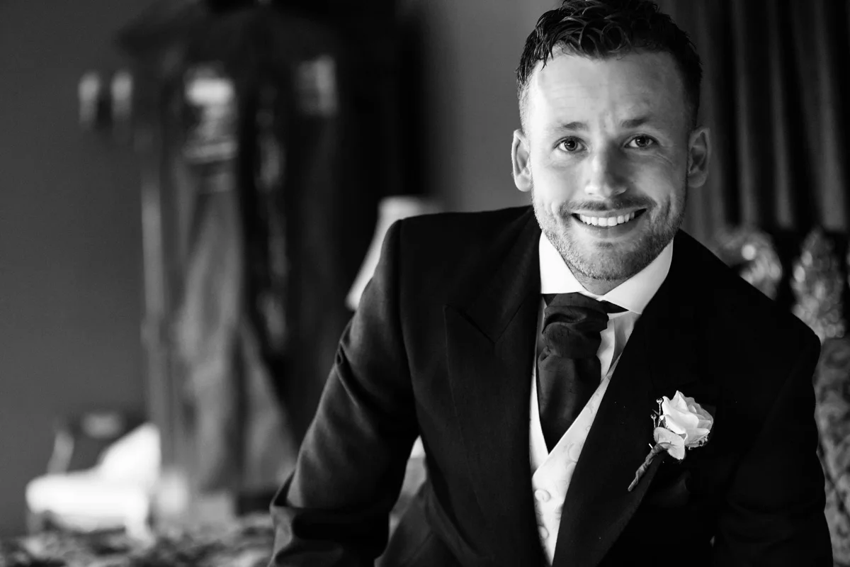 Groom portrait at Quendon Hall