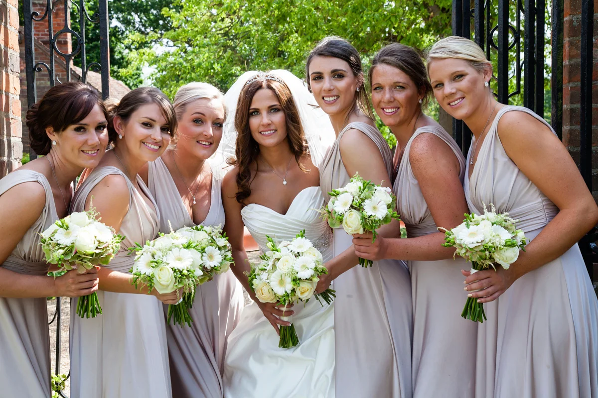Bride with her bridesmaid at Braxted Park, Essex