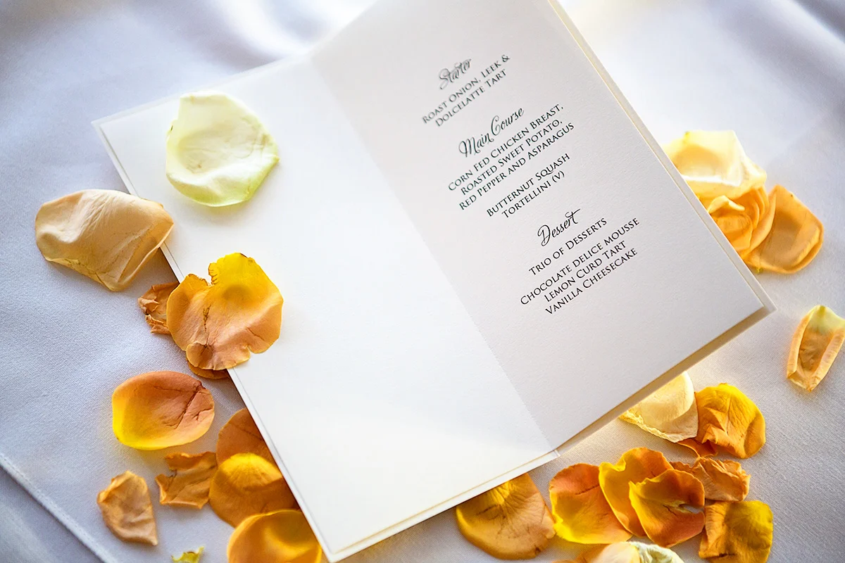 Wedding breakfast menu