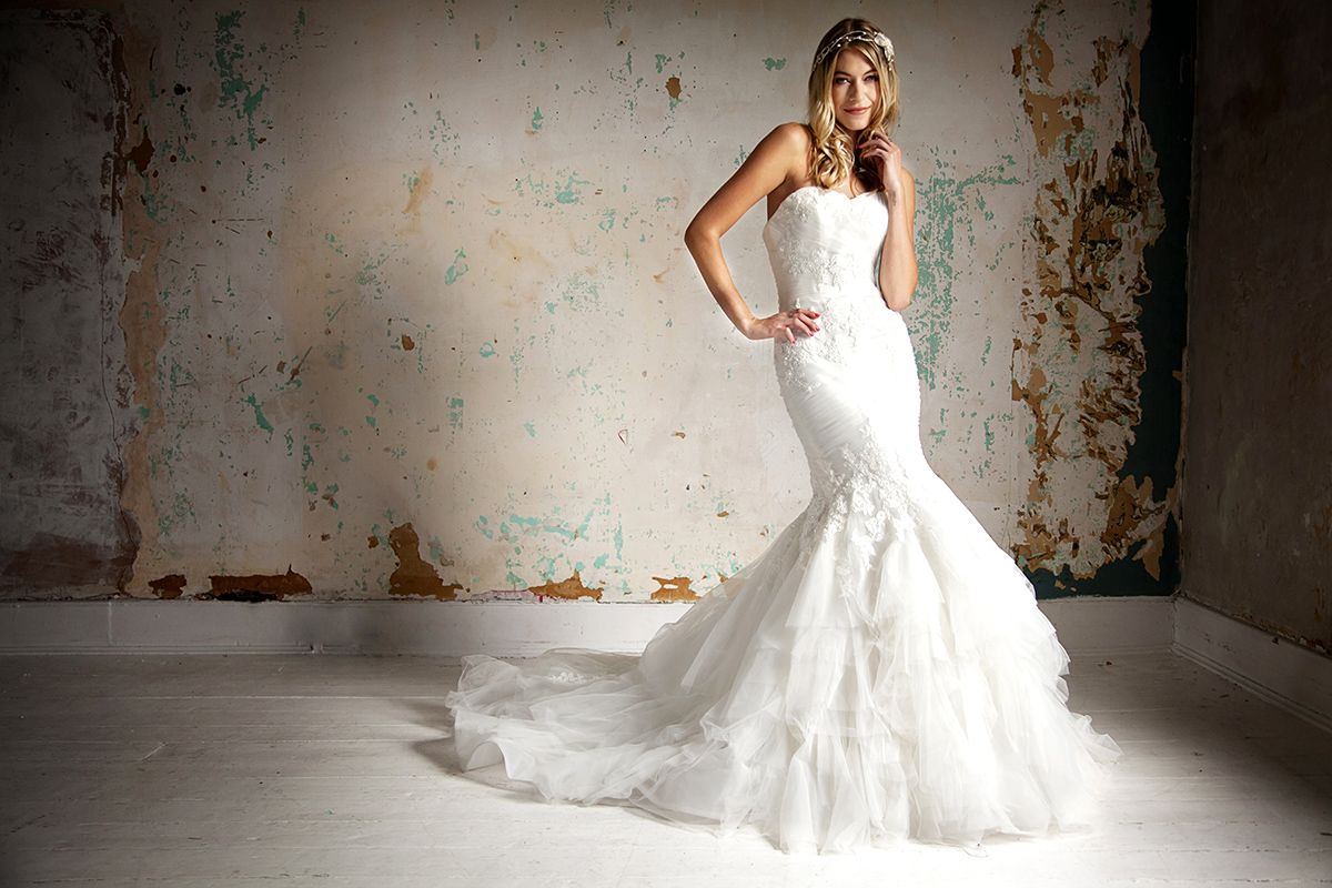 Bride lit by window light