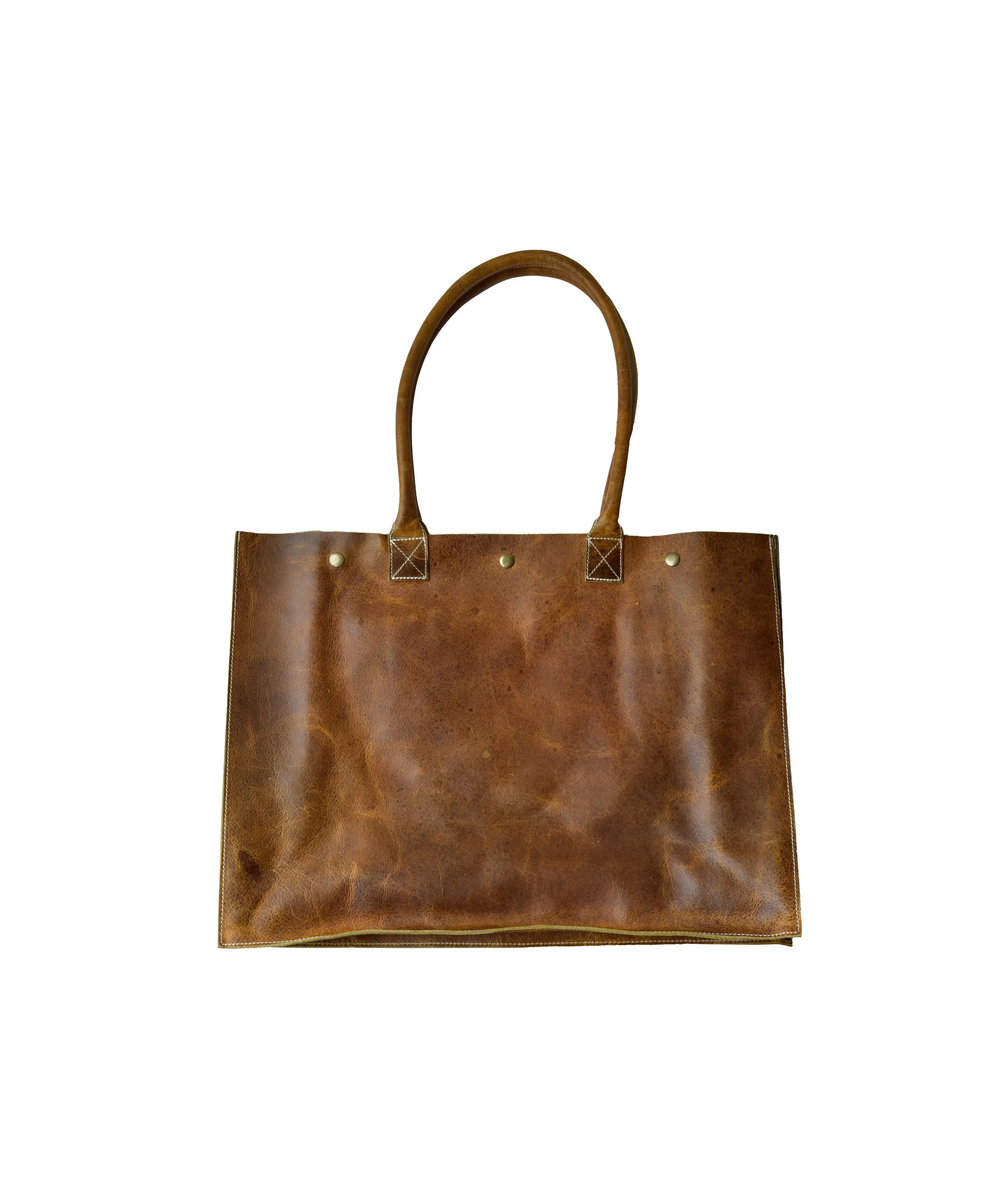 School Tote | Tan | Pull-Up Leather