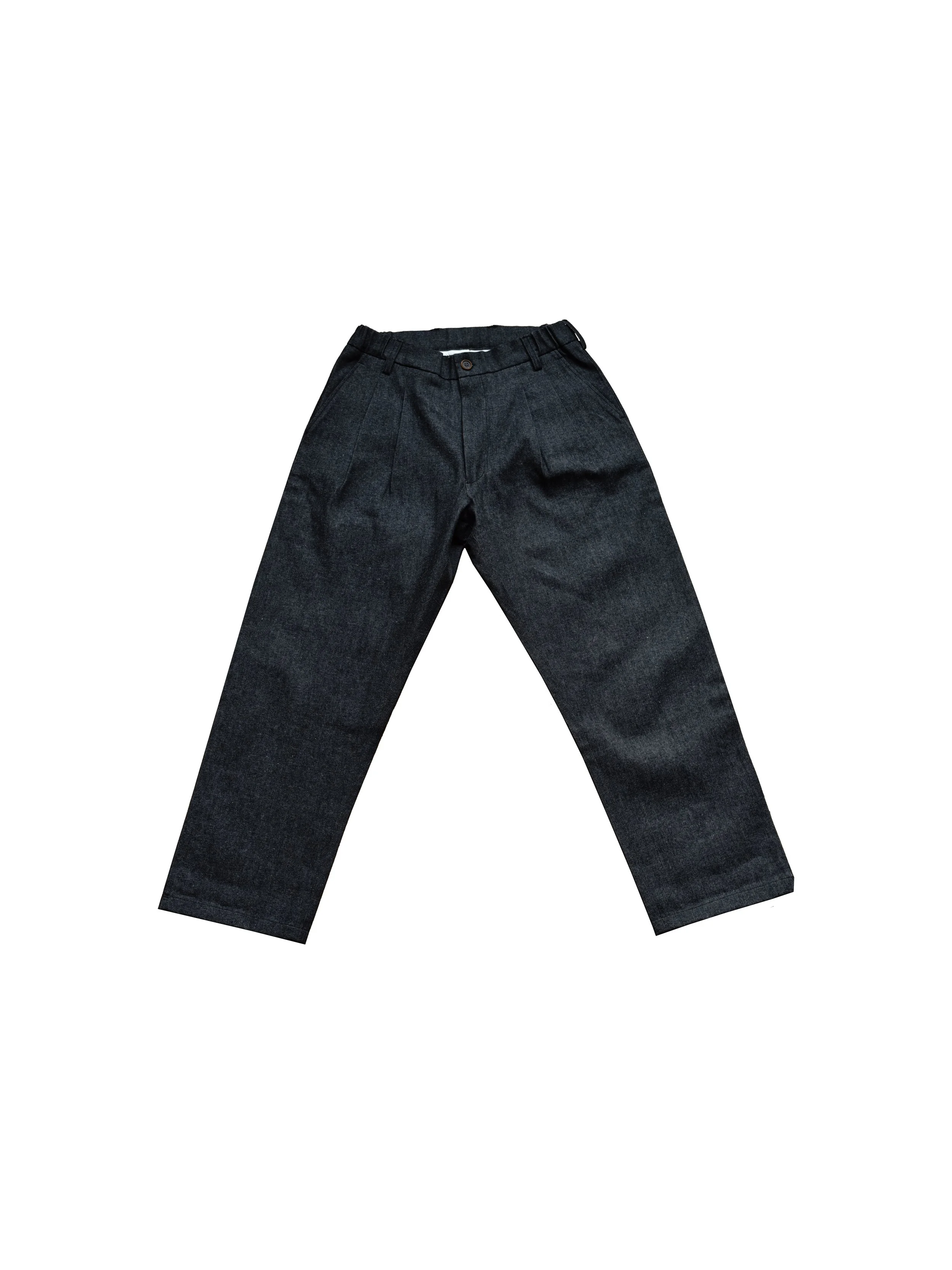 Double Pleated Trouser | Grey Melange | Recycled Cotton