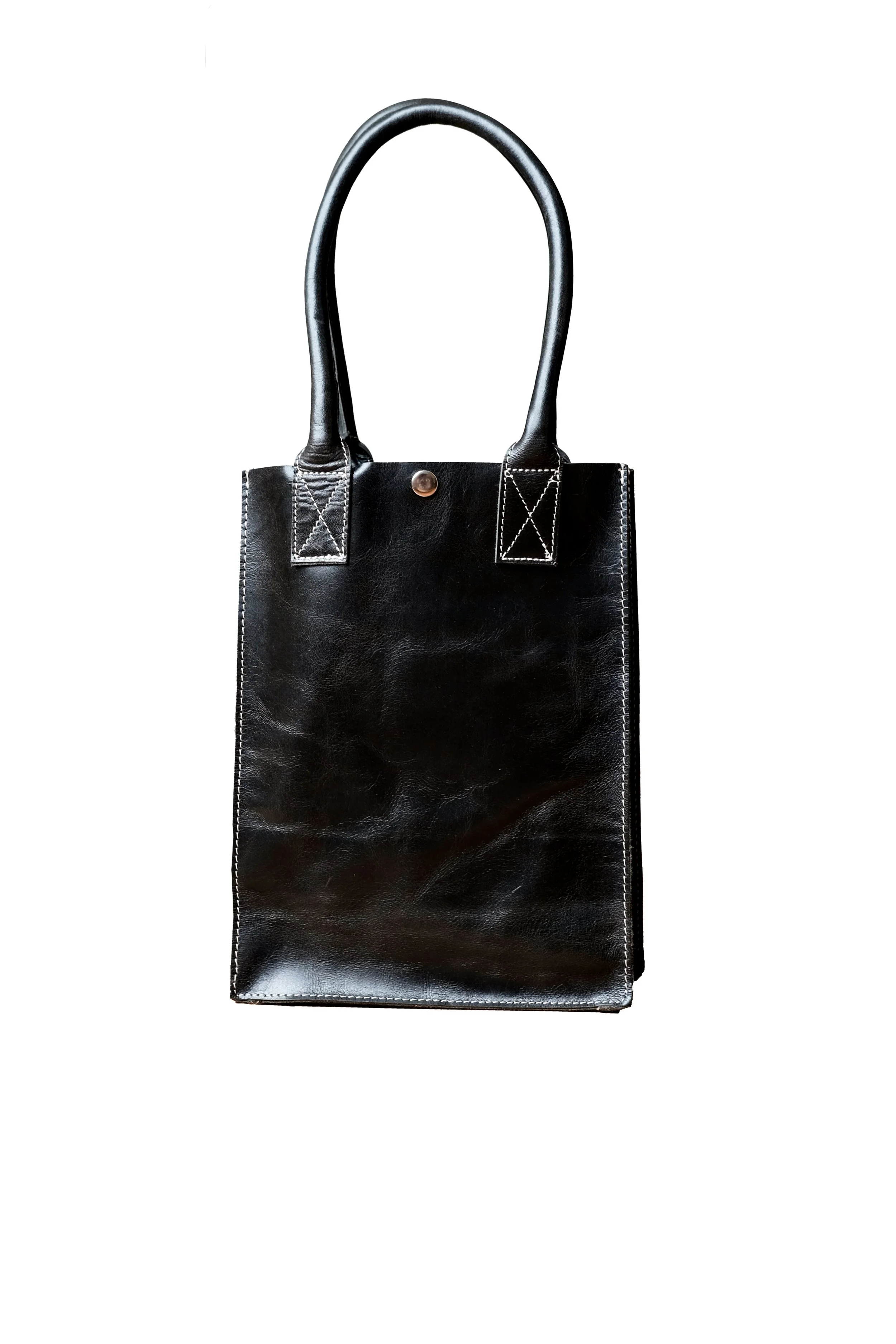 Mini School Tote | Black | Leather