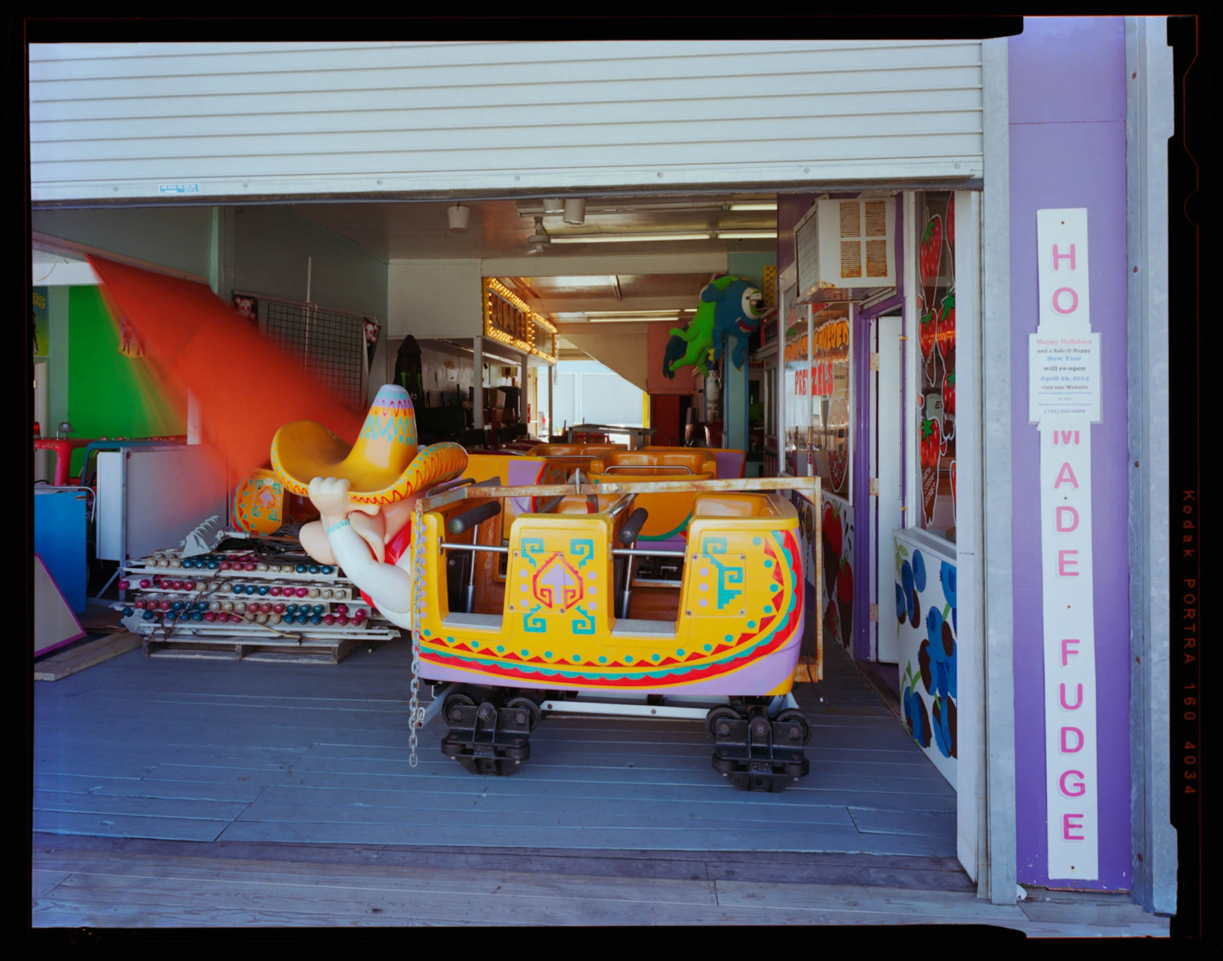 Hot Fudge, Seaside, NJ. 2014. 4x5 Shen Hao Here where some of the rides are stored at the Casino Pier during the off-season.