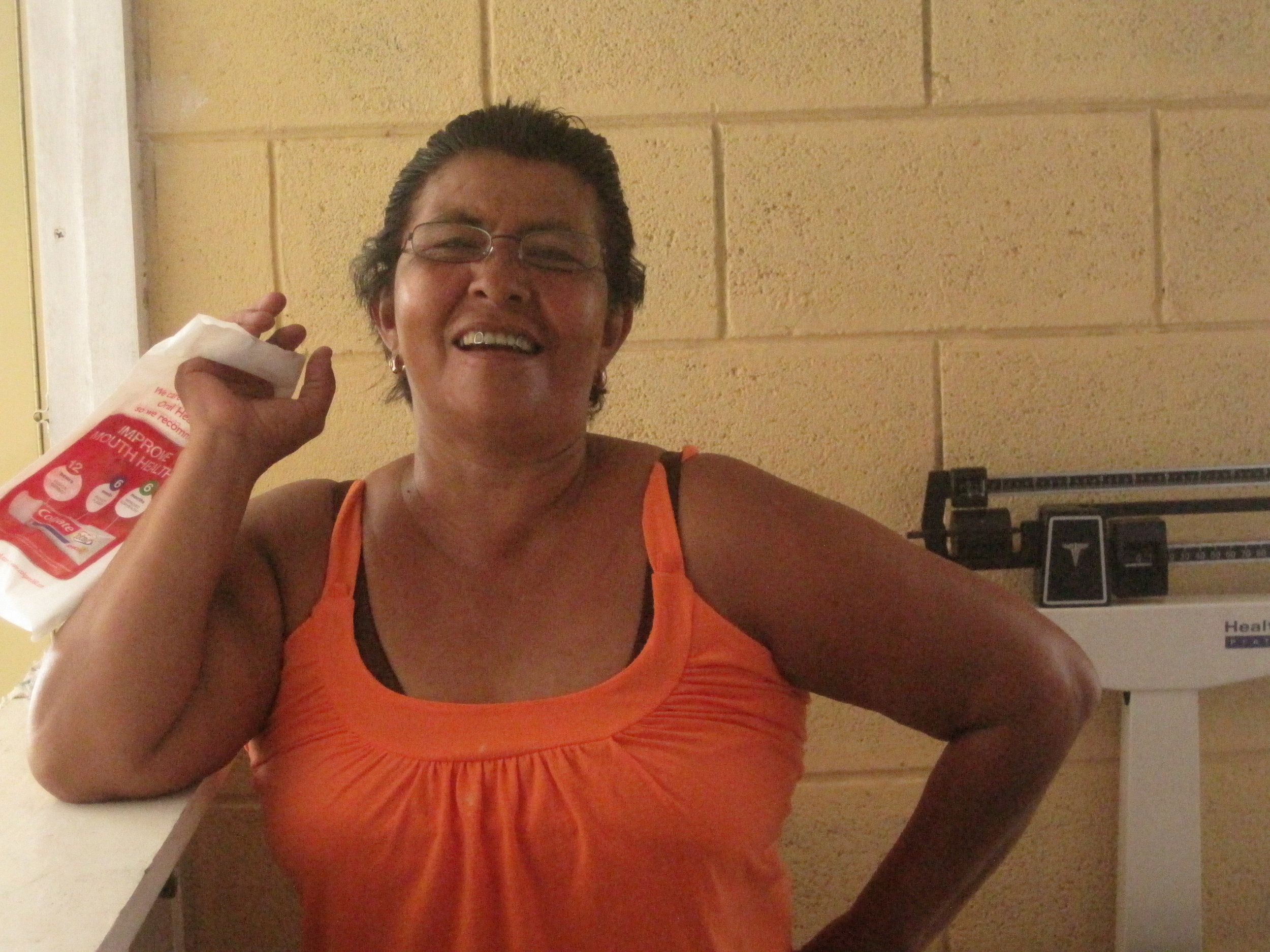 Angelica receiving her new glasses.