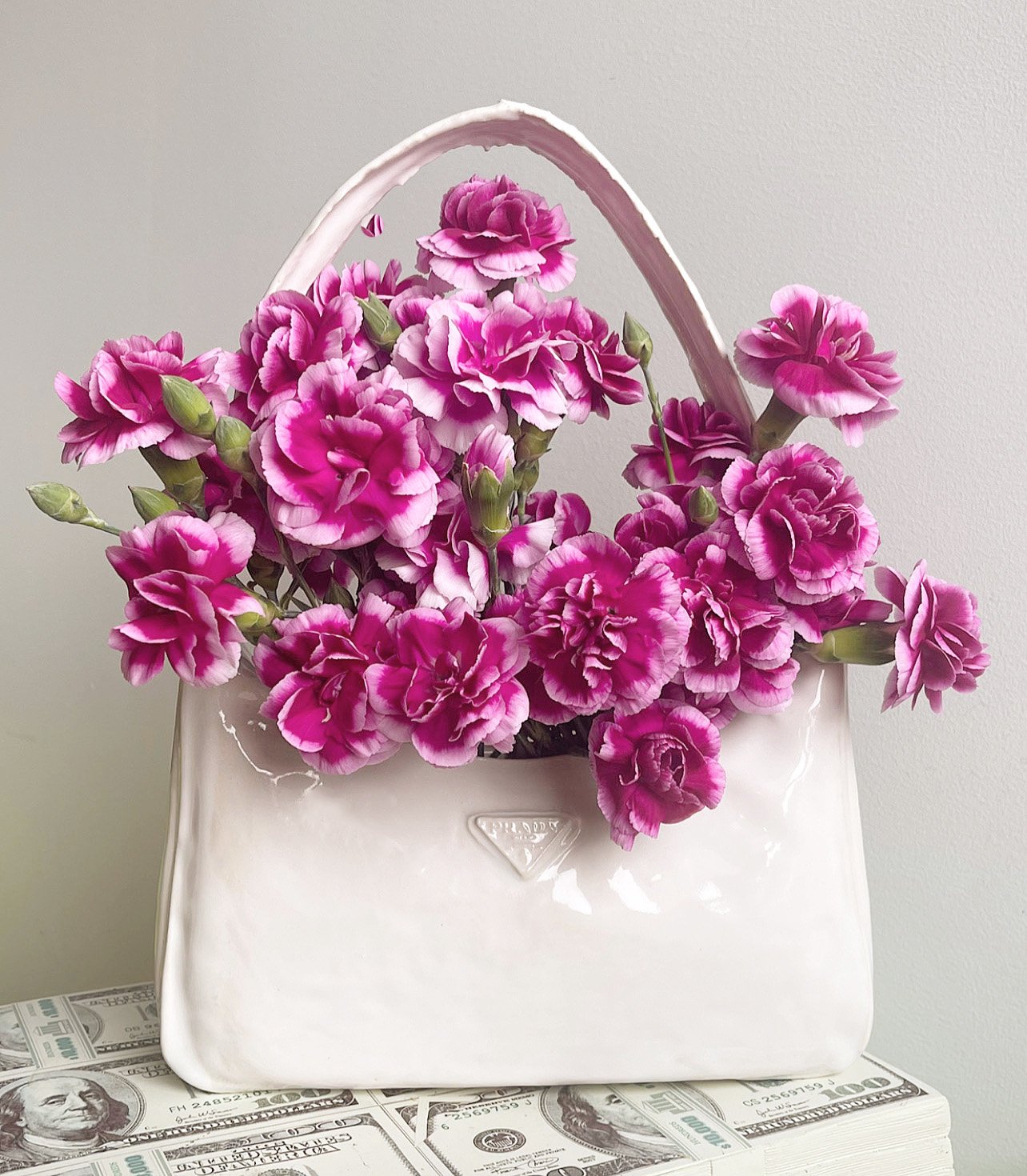 Prada Magenta Roses Shoulder Bag - shop 