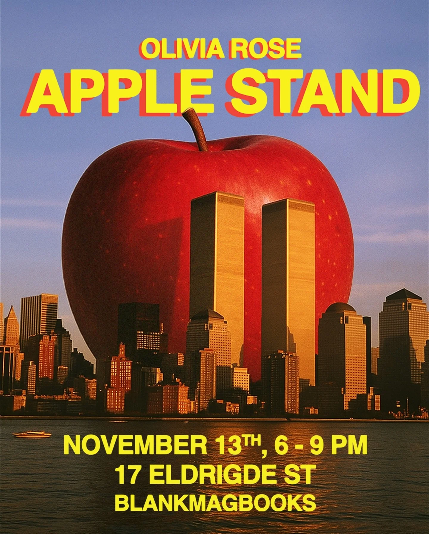 APPLE STAND opens this Thursday Nov 13th, 6&ndash;9 PM at 17 Eldridge Street @blankmagbooks_nyc . Food by Chicken Darryl + Hard Apple Cider on deck. Zine, shirts, collectibles and art available for purchase.

APPLE STAND is my tribute to New York&rsq