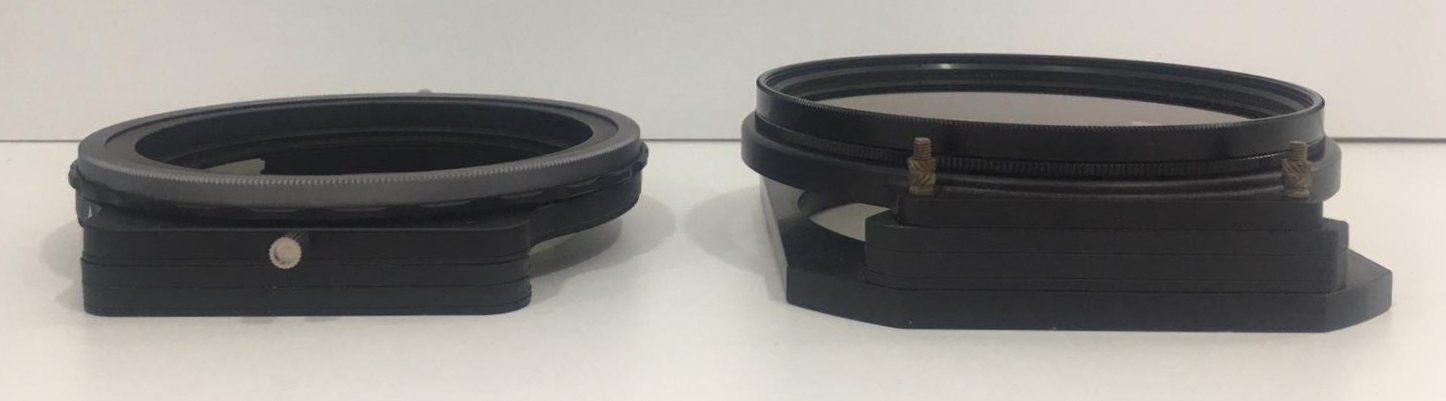 Left – Haida 100-Pro filter holder with Nano Pro Circular Polarizer; Right – Formatt Hitech Holder with the huge 105mm Circular Polarizer on the front.