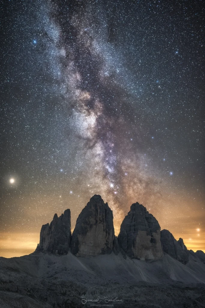 The Milkyway over the Tre Cime di Lavaredo.