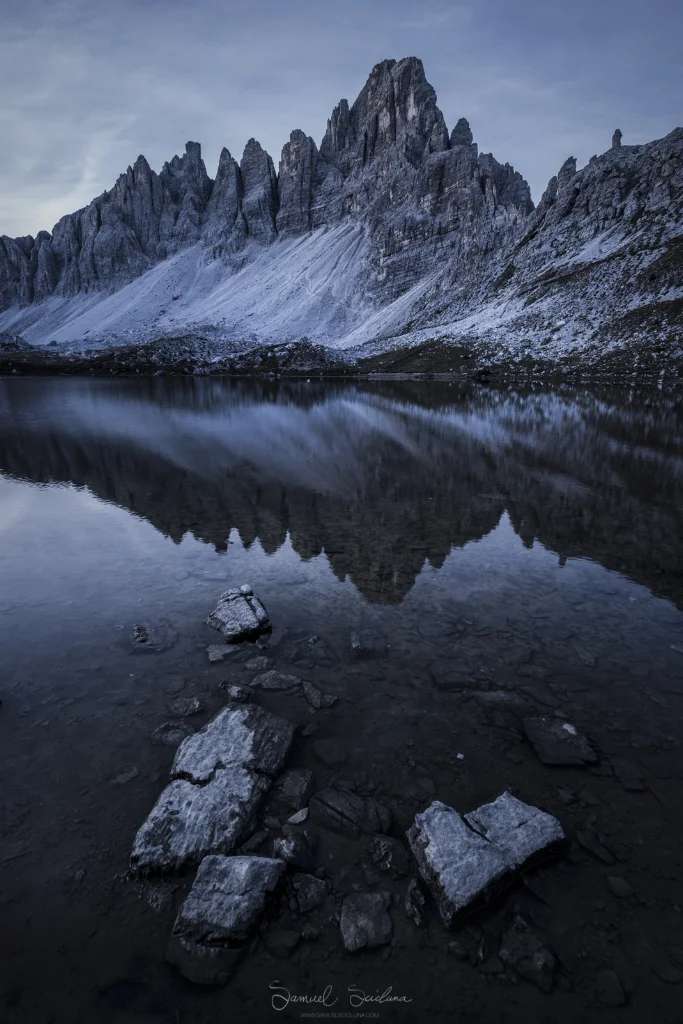 Reflections in a mountain lake.