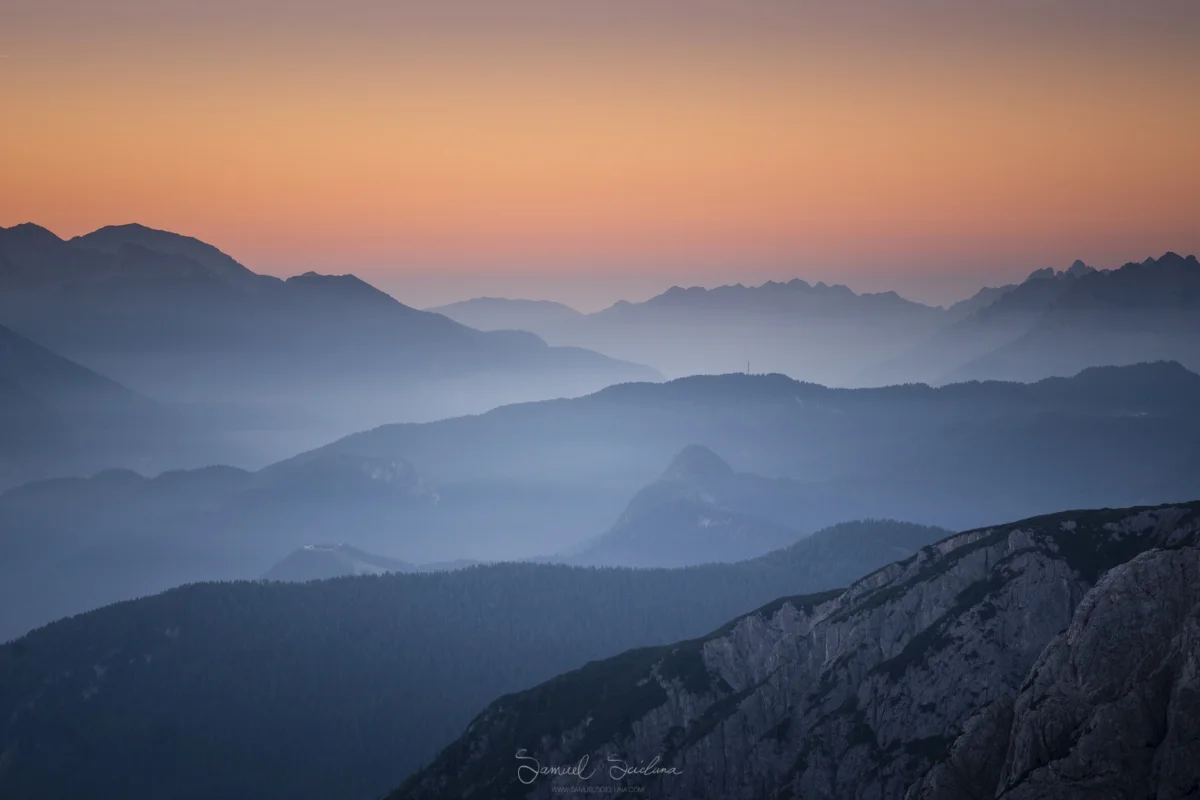 Awesome warm glow before sunrise near Tre Cime di Lavaredo.