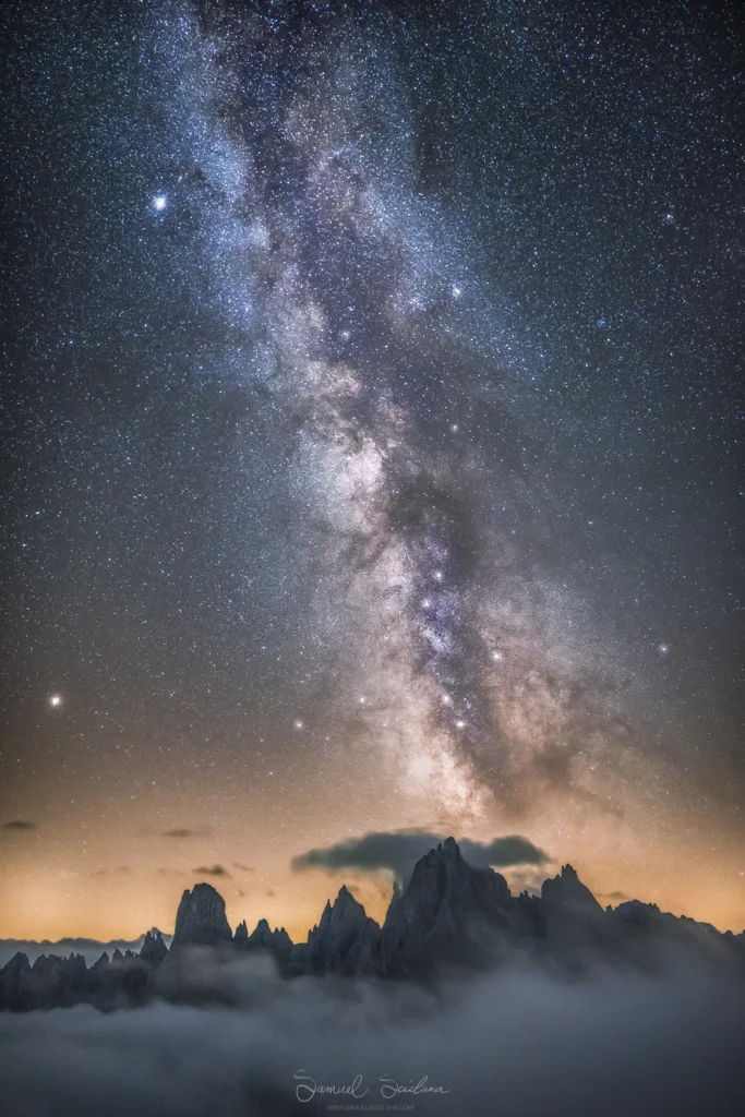 The Milkyay over the Cadini di Misurina.