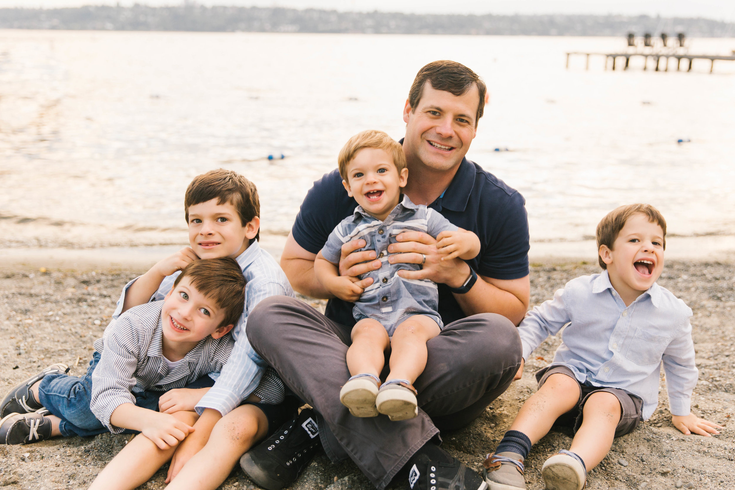 Seattle Family Photography Beach Session Golden Hour Natural Light, Mom and Boys, sunset on the water by Chelsea Macor Photography-27.jpg