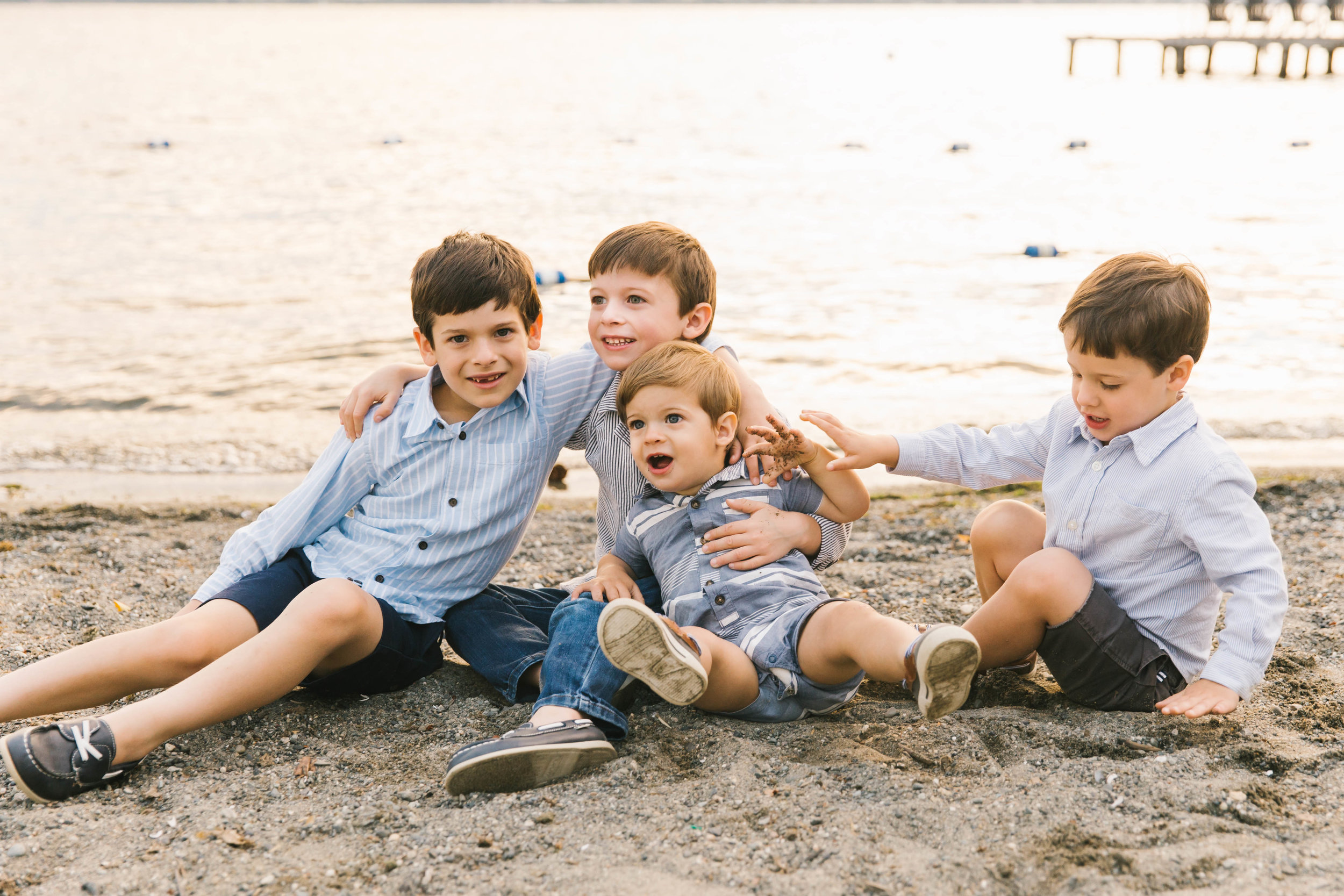 Seattle Family Photography Beach Session Golden Hour Natural Light, Mom and Boys, sunset on the water by Chelsea Macor Photography-22.jpg