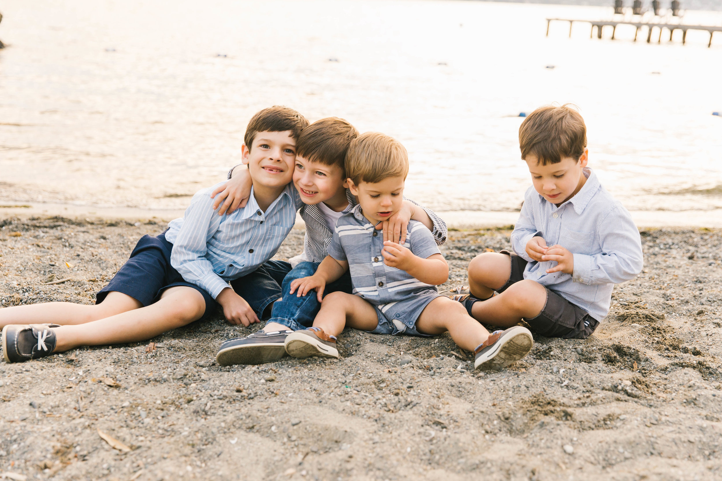 Seattle Family Photography Beach Session Golden Hour Natural Light, Mom and Boys, sunset on the water by Chelsea Macor Photography-23.jpg