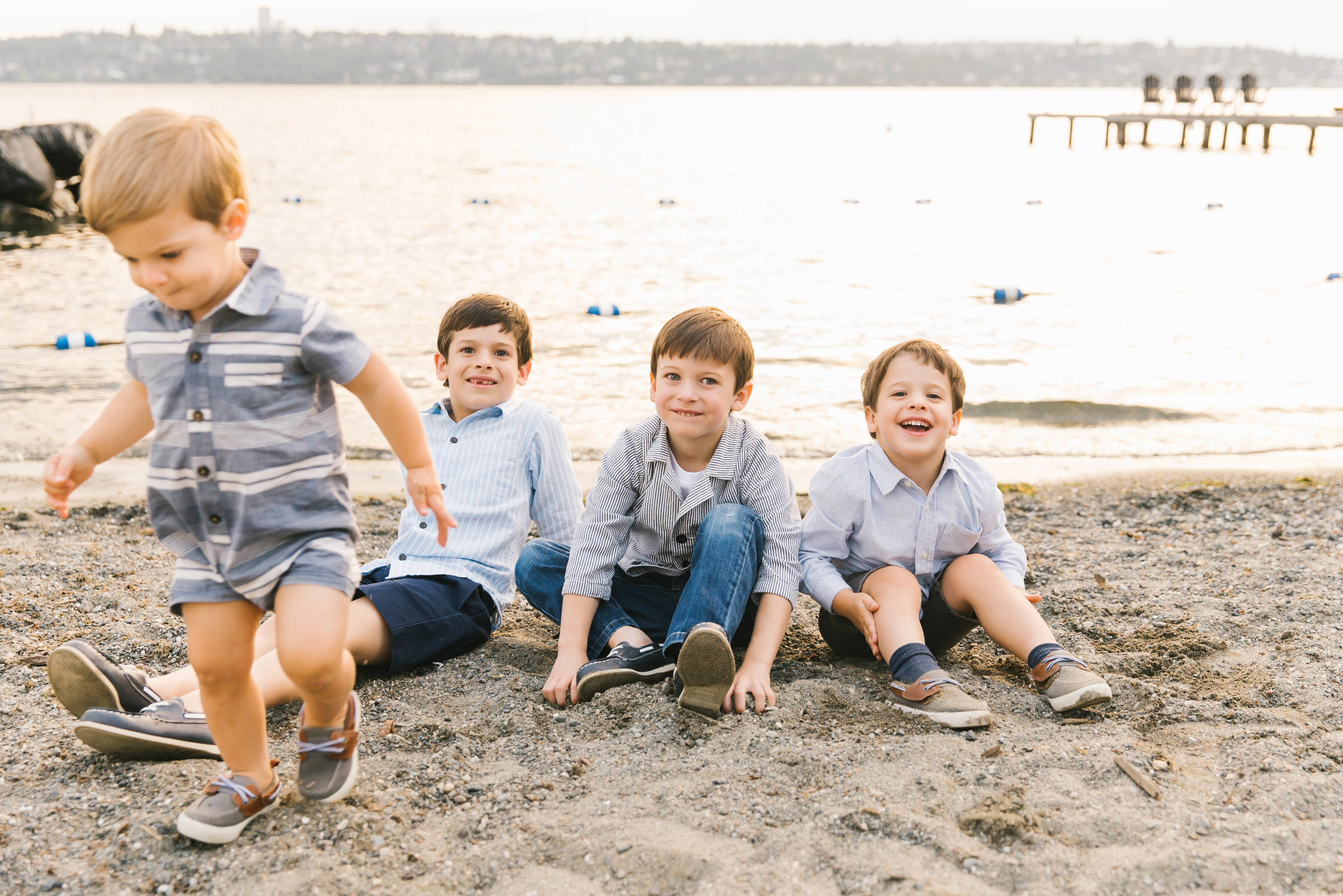 Seattle Family Photography Beach Session Golden Hour Natural Light, Mom and Boys, sunset on the water by Chelsea Macor Photography-21.jpg