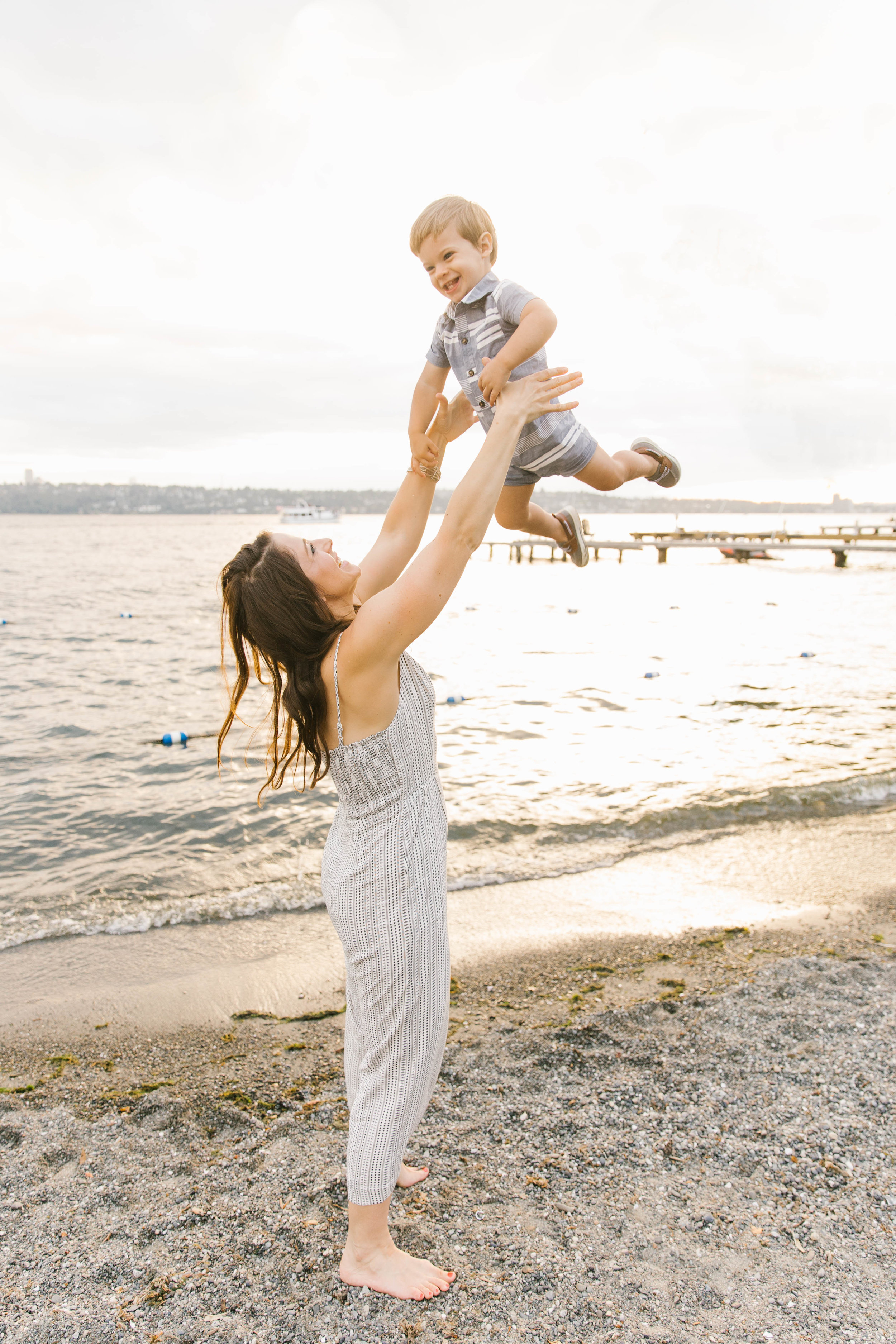 Seattle Family Photography Beach Session Golden Hour Natural Light, Mom and Boys, sunset on the water by Chelsea Macor Photography-17.jpg
