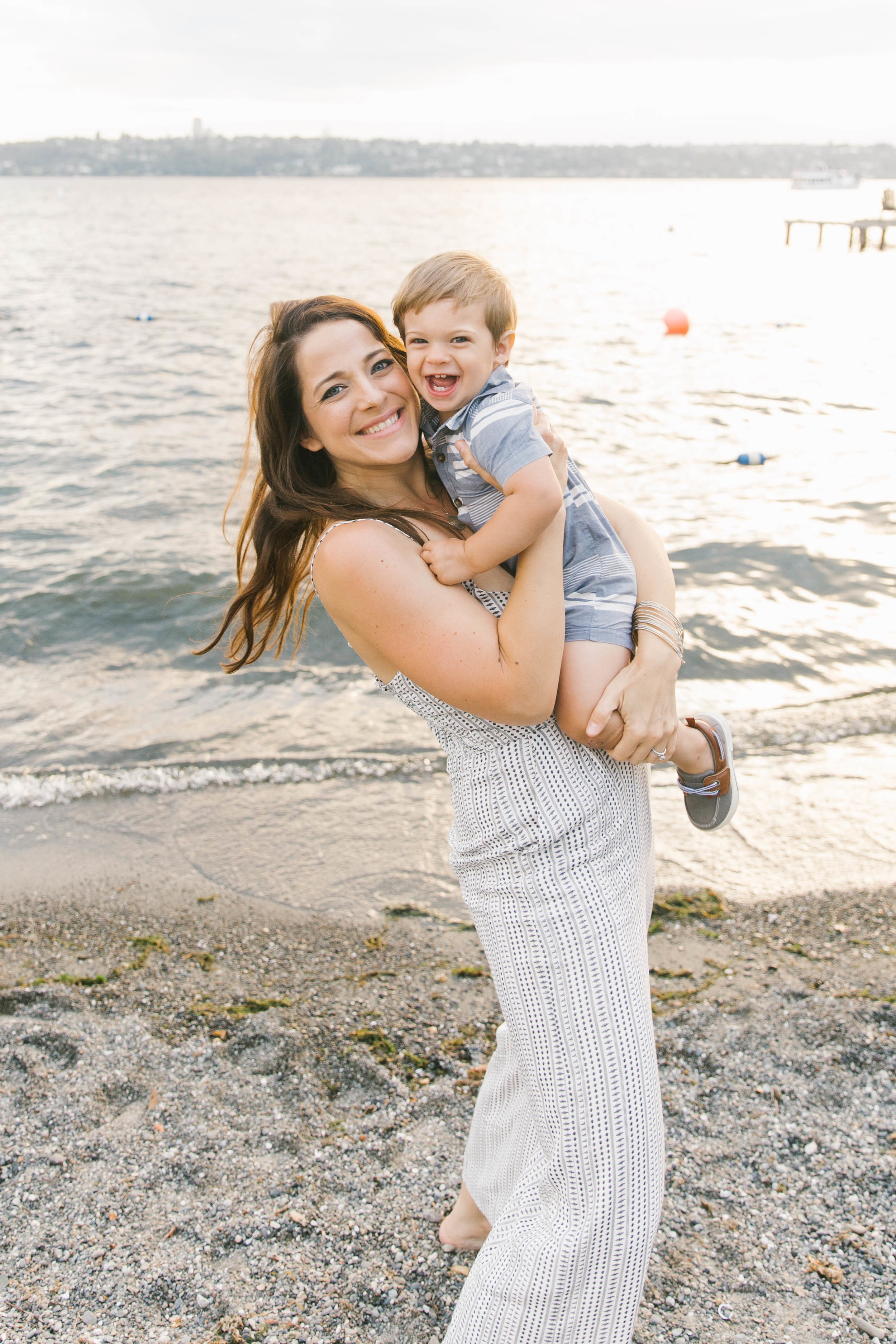 Seattle Family Photography Beach Session Golden Hour Natural Light, Mom and Boys, sunset on the water by Chelsea Macor Photography-18.jpg