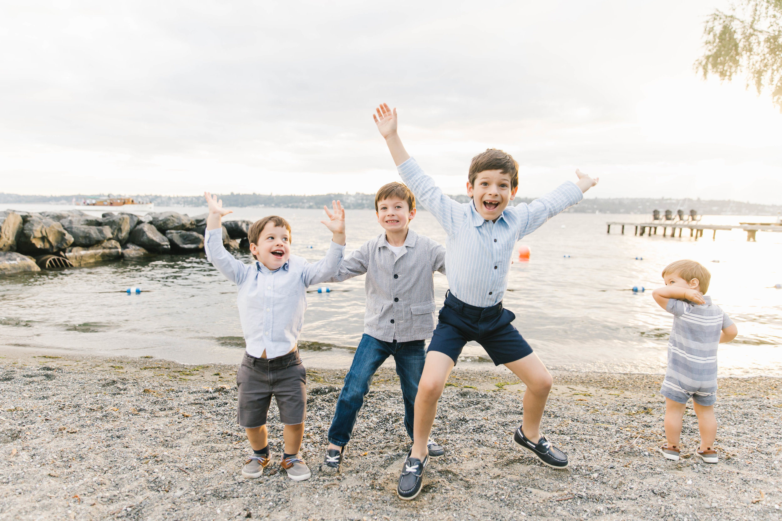 Seattle Family Photography Beach Session Golden Hour Natural Light, Mom and Boys, sunset on the water by Chelsea Macor Photography-8.jpg