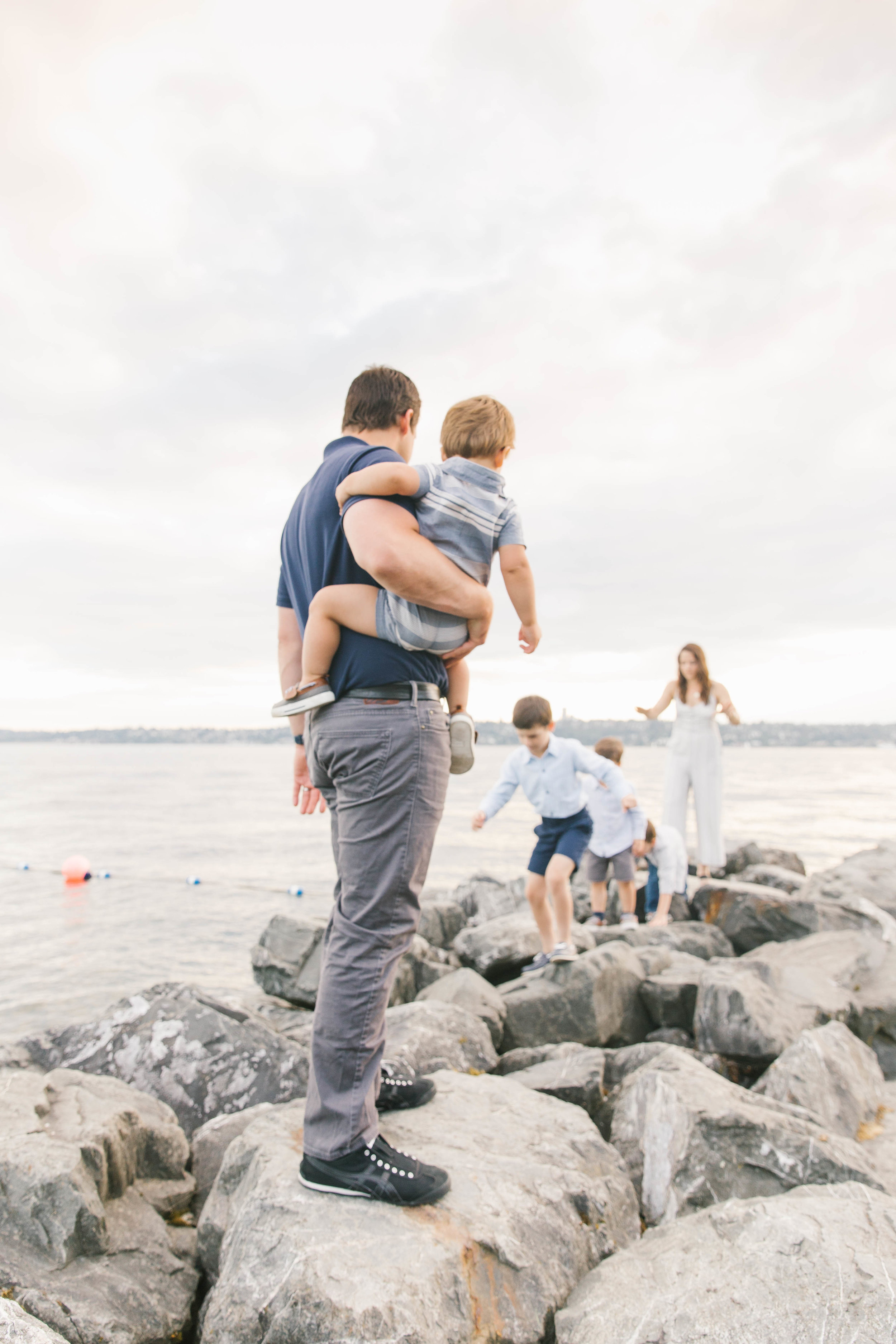 Seattle Family Photography Beach Session Golden Hour Natural Light, Mom and Boys, sunset on the water by Chelsea Macor Photography-5.jpg