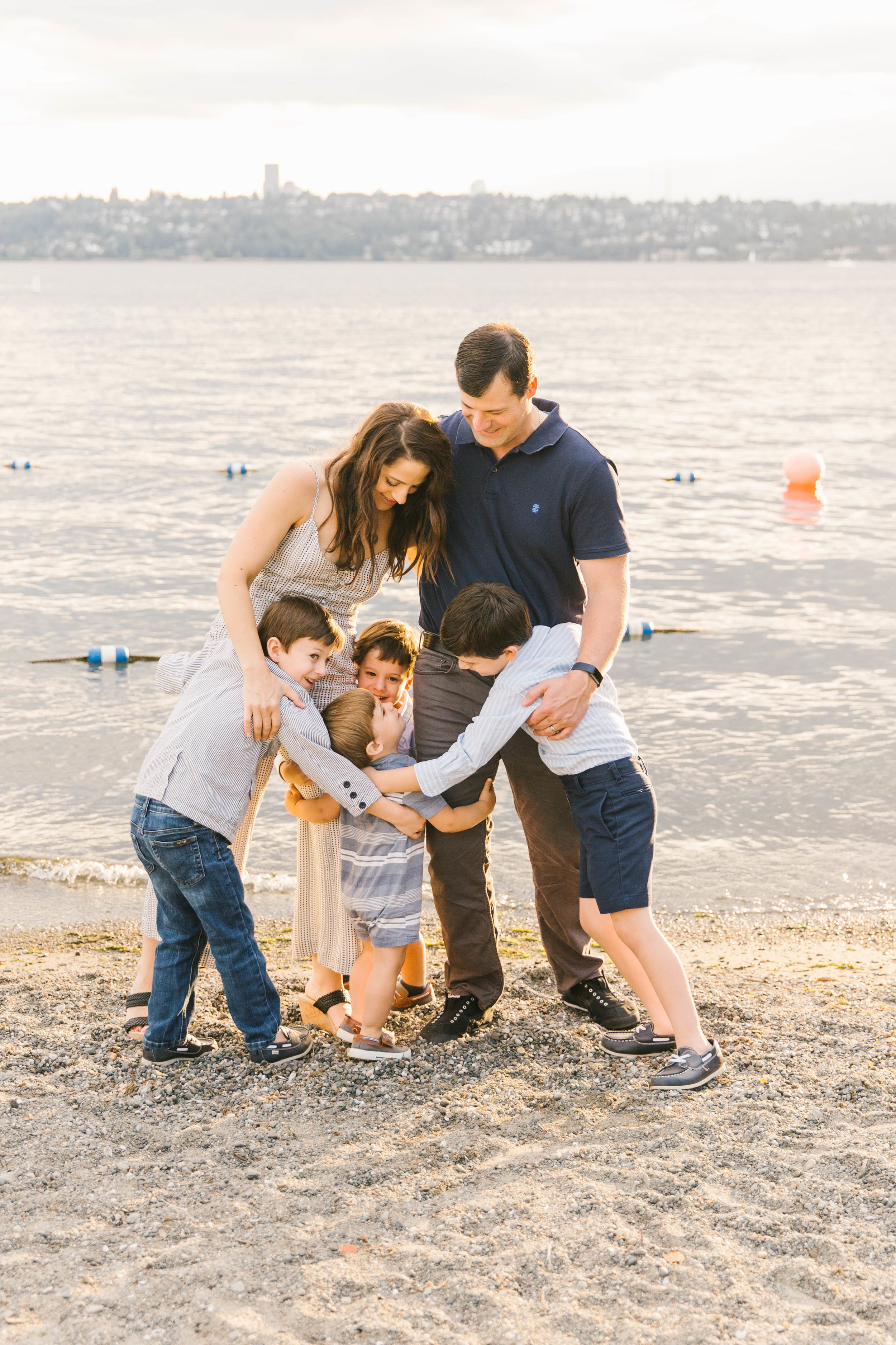 Seattle Family Photography Beach Session Golden Hour Natural Light, Mom and Boys, sunset on the water by Chelsea Macor Photography-6.jpg