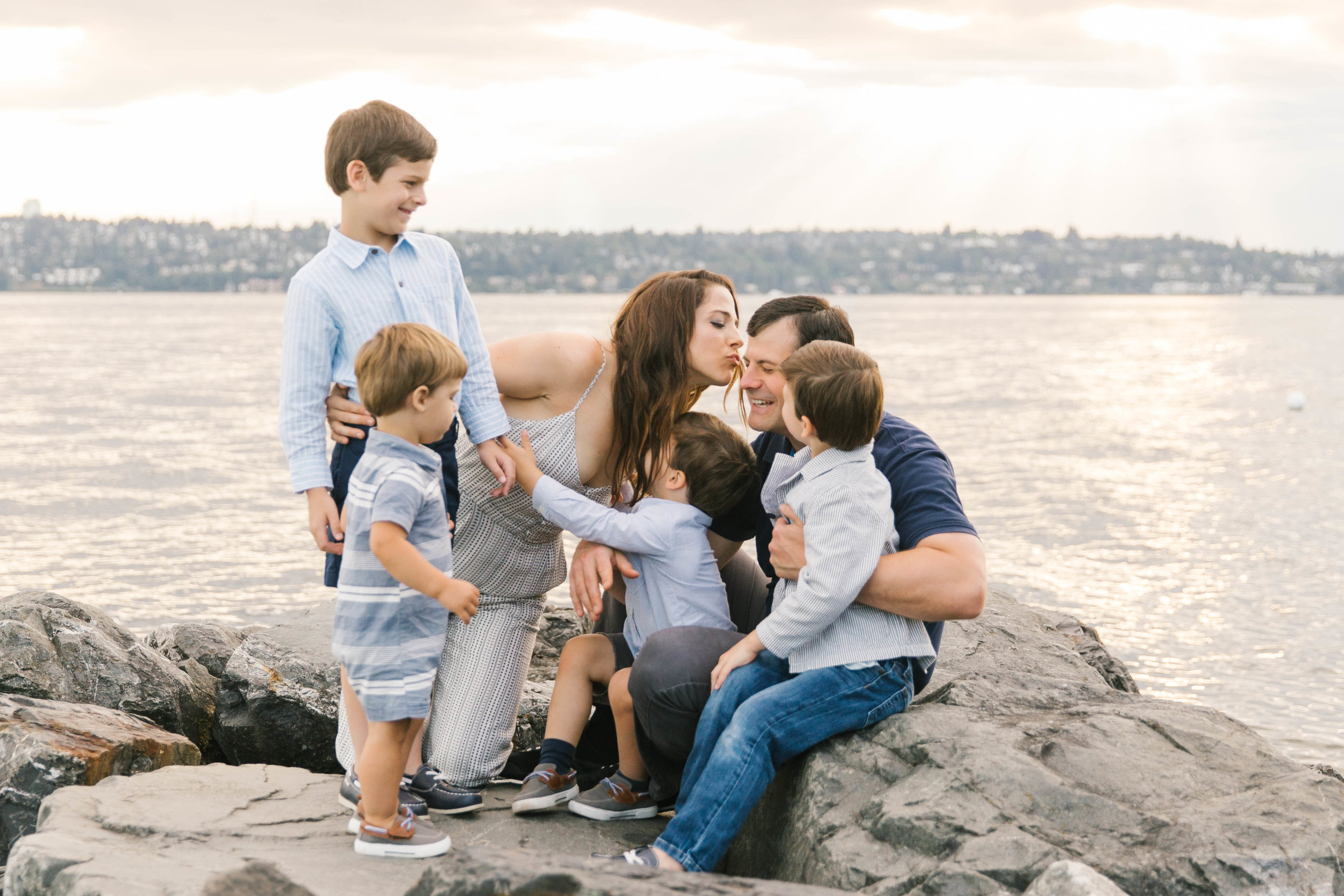 Seattle Family Photography Beach Session Golden Hour Natural Light, Mom and Boys, sunset on the water by Chelsea Macor Photography-4.jpg
