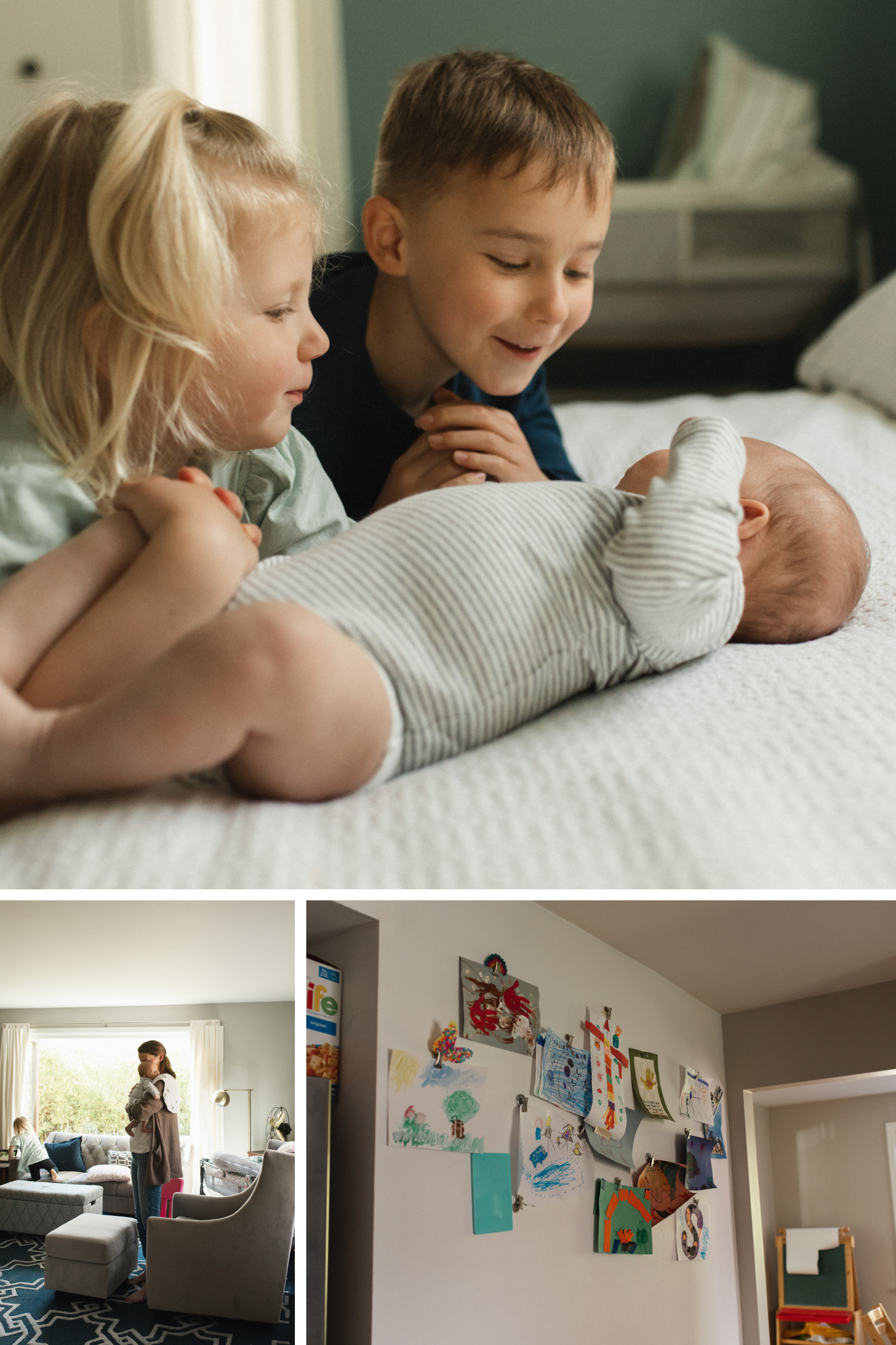 Photograph of a mother and her three children at home in Seattle