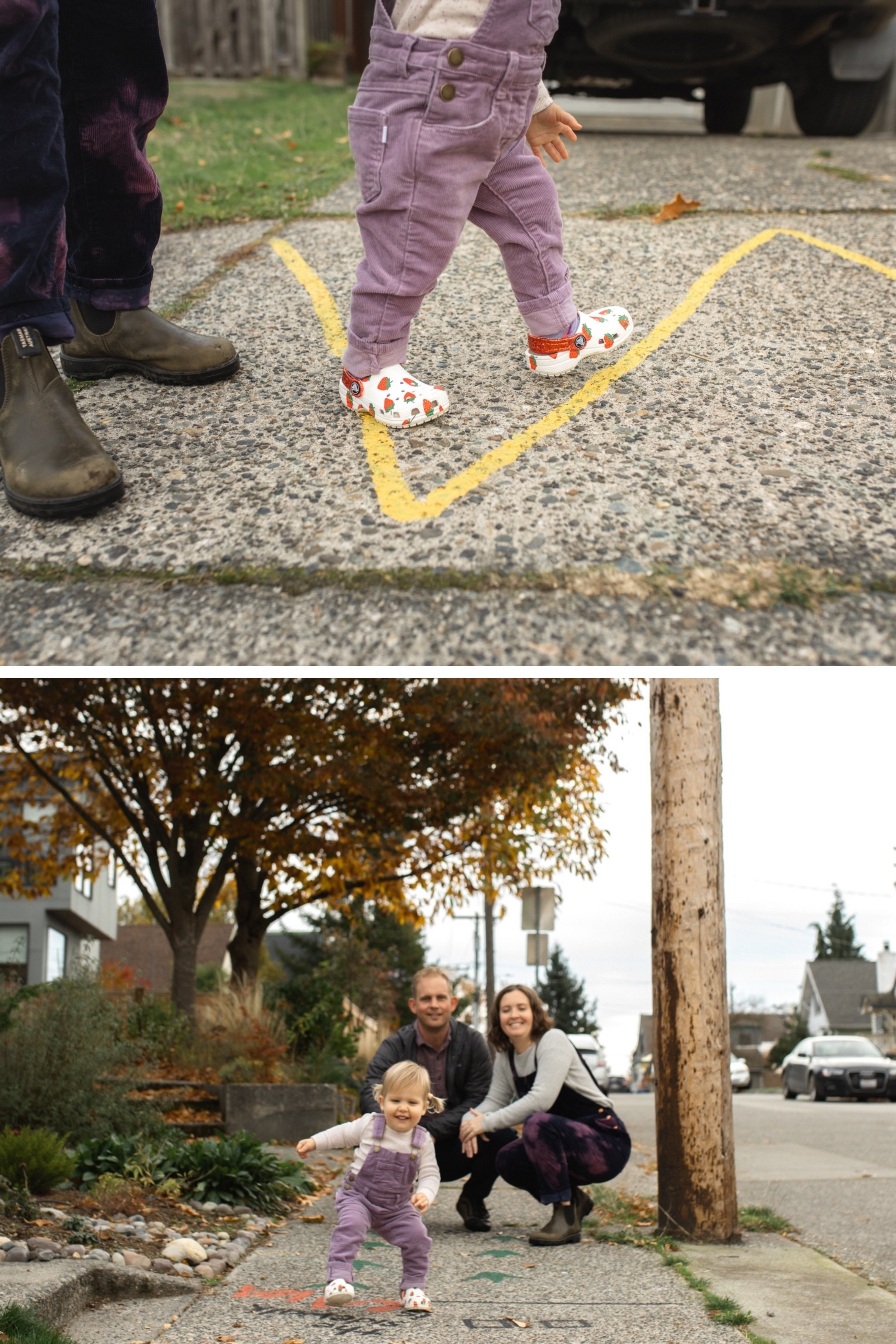 Mom, dad, and daughter playing outside at home in seattle wa