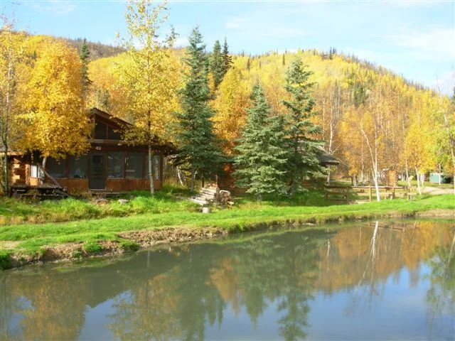 Employee cabin by warm pond