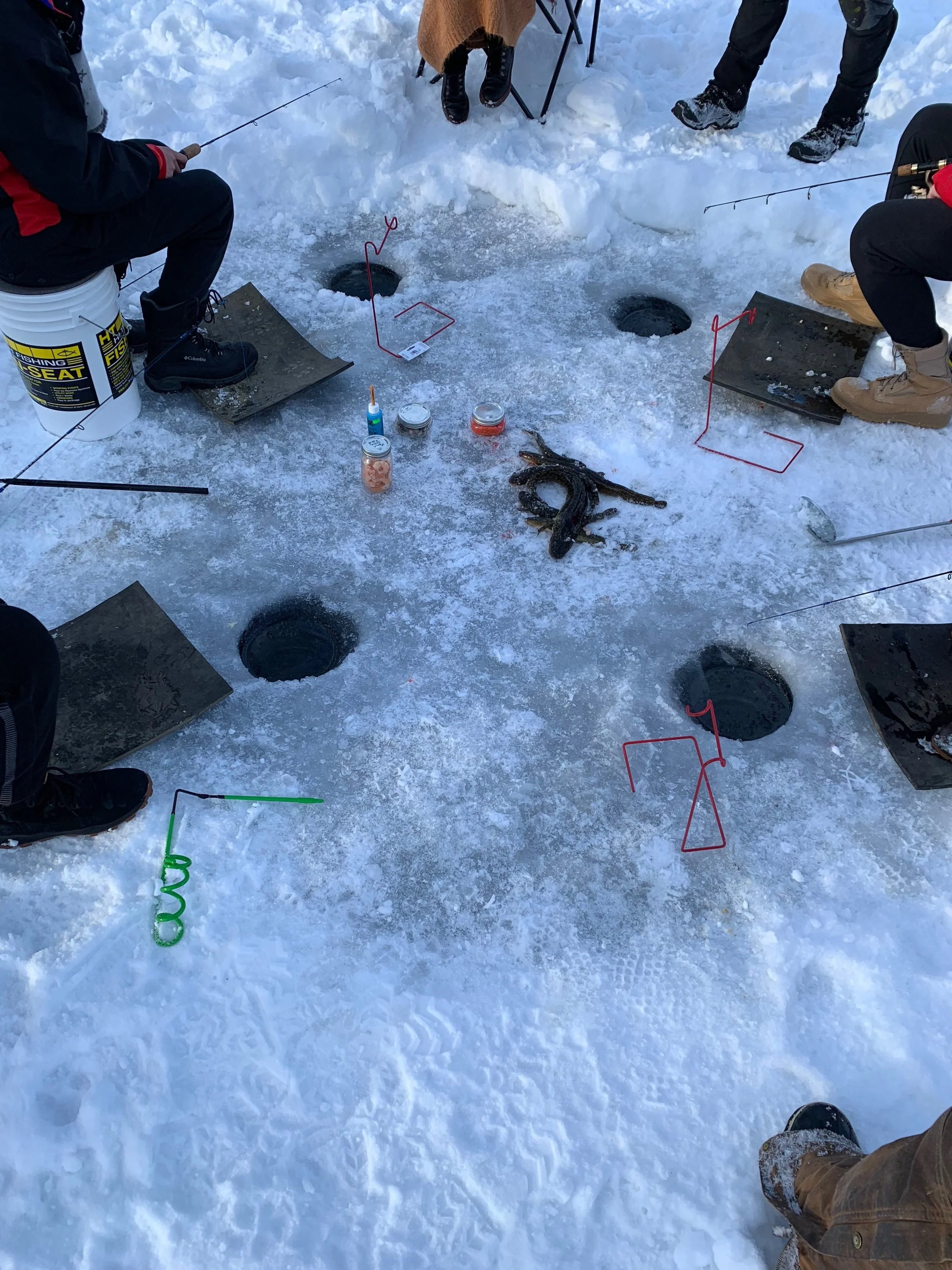 Catching Fish out of a pond.
