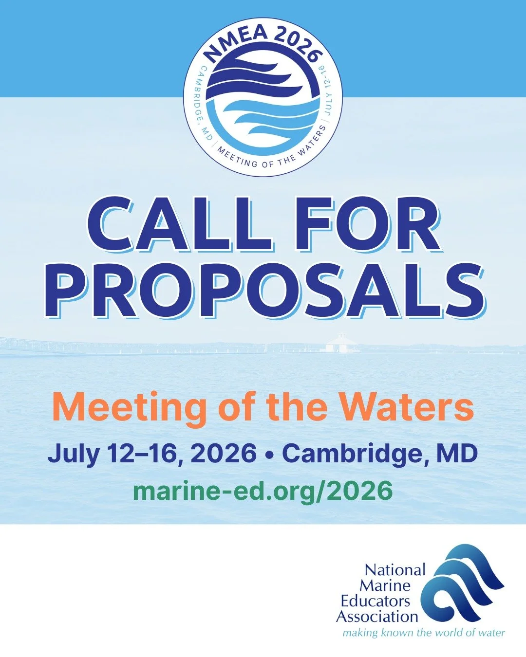 🎤 Call for Proposals &mdash; NMEA 2026
We&rsquo;re excited to be an Affiliate Organization for NMEA 2026: Meeting of the Waters, taking place July 12&ndash;16, 2026 in Cambridge, MD.

We encourage members of the WAN community to submit session propo