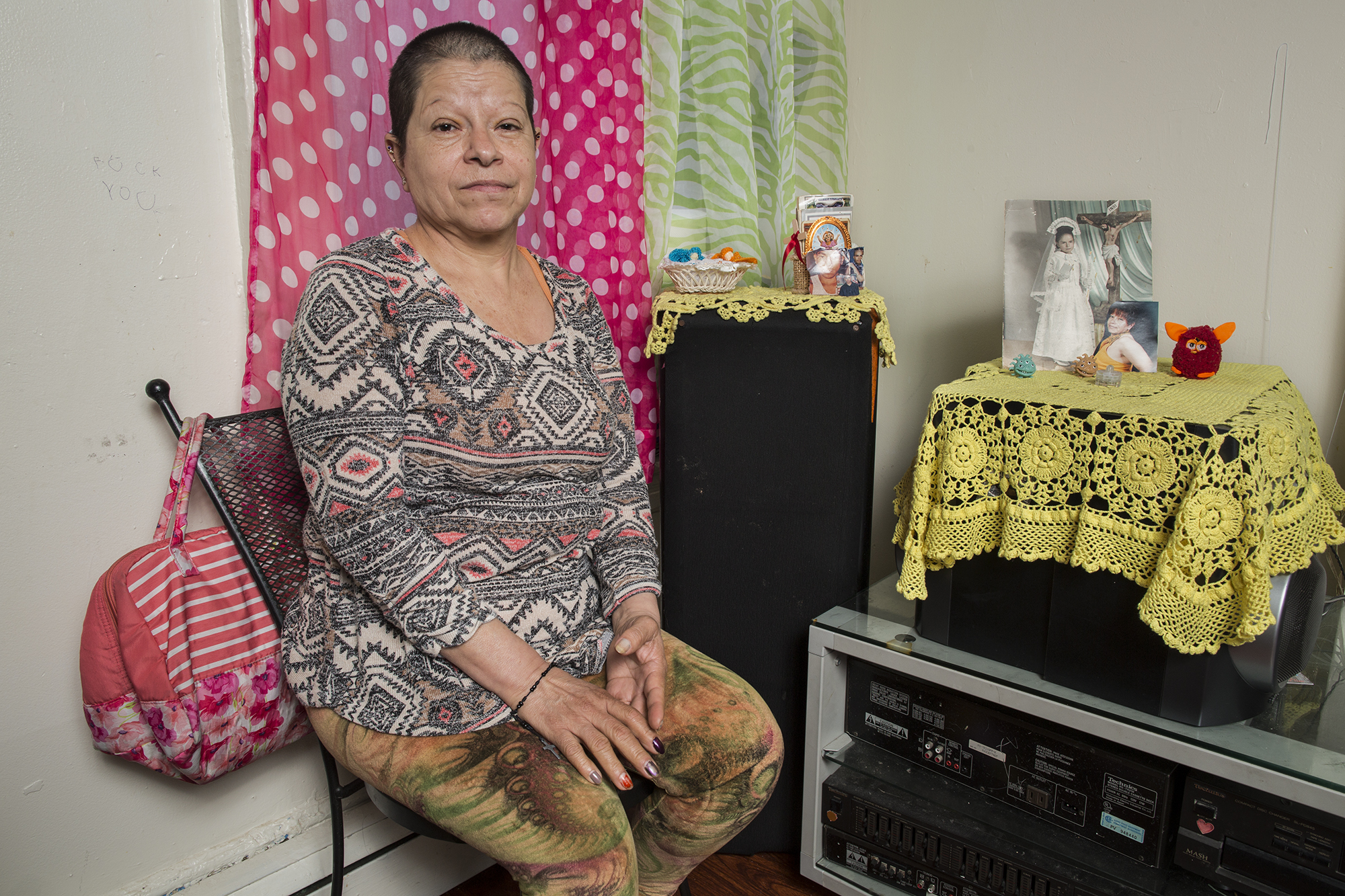 Maria Mafra was born in Nezahualcóyotl, state of México City. She has been in the United States for the last 30 years. She has lived in Texas and has recently moved to Sunset Park, Brooklyn. To make a living, Maria works in a grocery store selling fruit in Brooklyn.