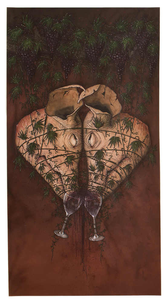  Tara Sellios,  Two Pigs,  2015. Watercolor, ink, gouache.  