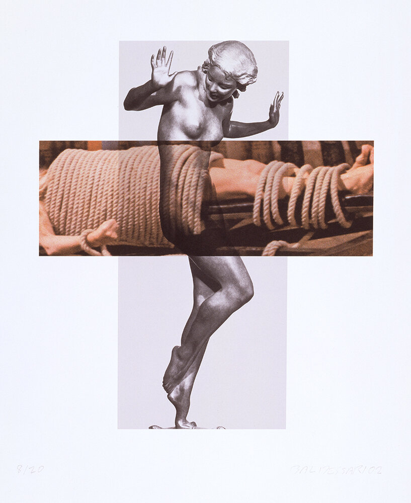  John Baldessari,  The Intersection Series: Statue/Bound Person,  2002. Courtesy of The Estate of John Baldessari. 