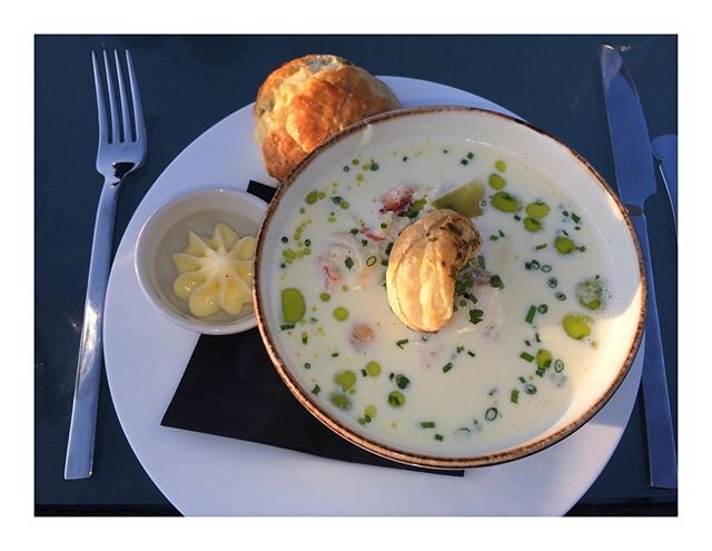 Guests have many dining opportunities while driving through Cape Breton. Cabot Links in Inverness serves my favorite seafood chowder. It has a little whole lobster, and it is warming yet still quite light and subtle. I also love their &quot;Lob Cobb&
