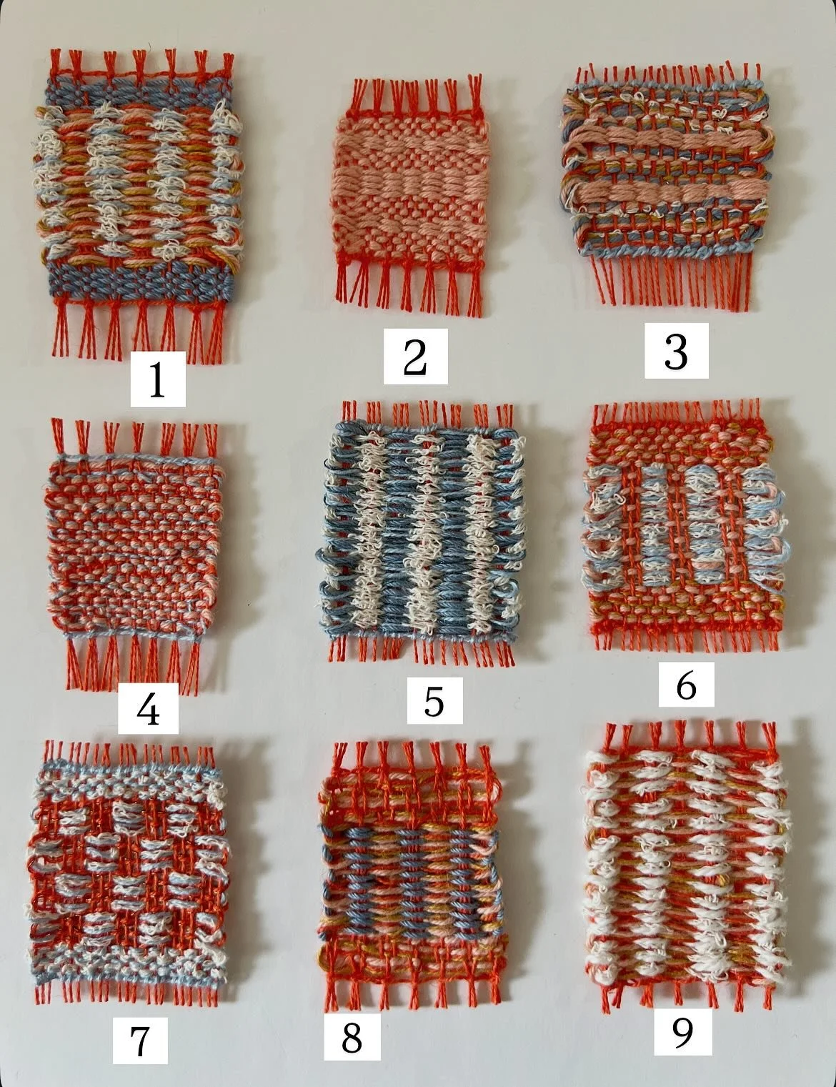 A grouping of itty bitties woven in September 🫶 

I have a few favorites&hellip;Tell me which is yours!

In the past, I&rsquo;ve always framed the minis individually, but I&rsquo;m loving them in a group! Thinking I&rsquo;ll try framing them this wa