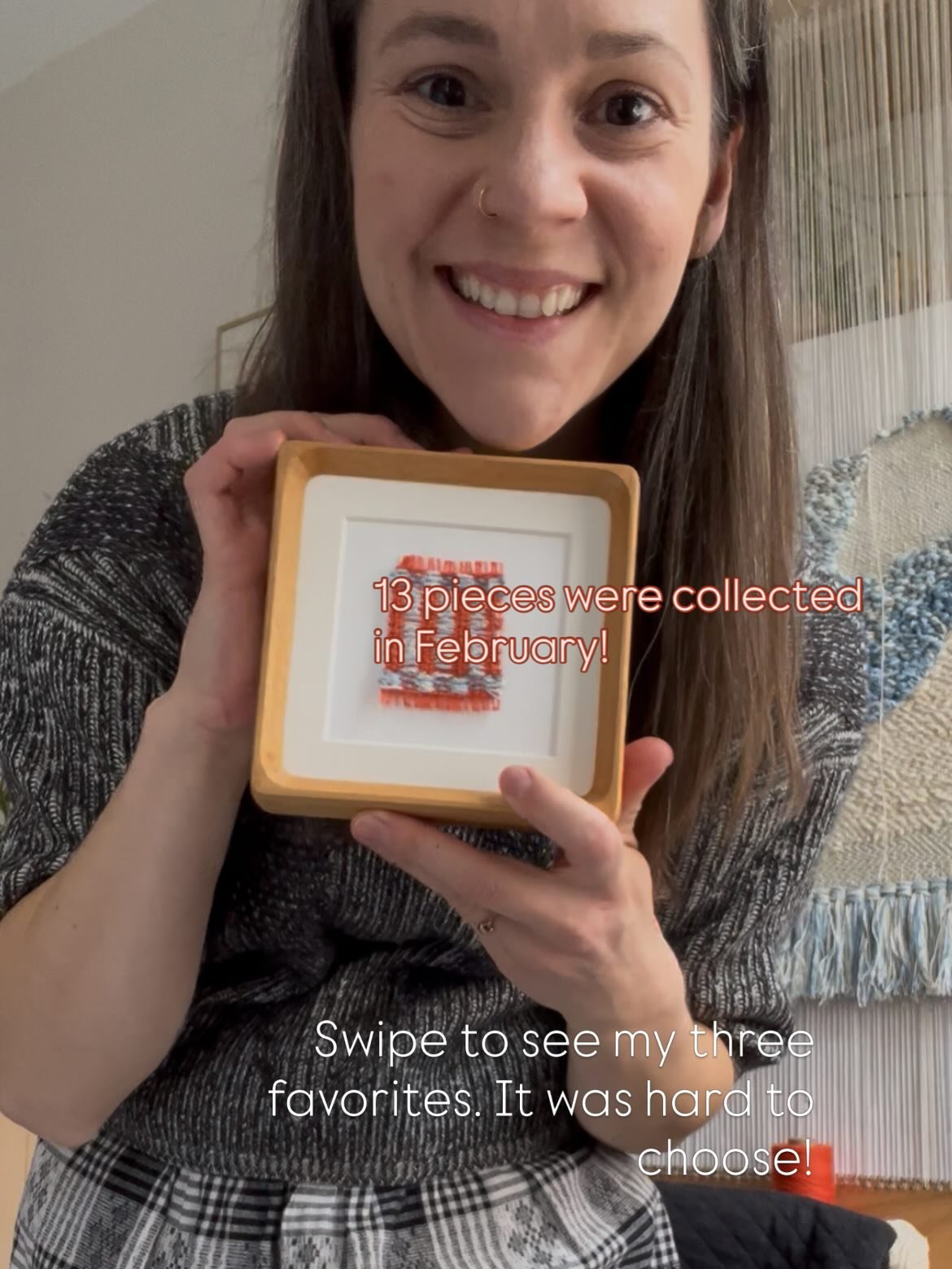 Swipe to see my three favorite pieces that sold in February! 13 pieces were collected. Thank you 🙏 Side note&hellip;I noticed that all three of these share the same pink yarn. A simple cotton I have been using and replacing cones of since 2015. And 