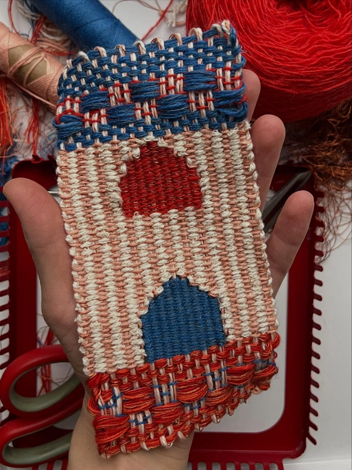 &ldquo;Love Thy Neighbor.&rdquo; This is the first of a small collection of tapestries I&rsquo;m working on. I&rsquo;ve woven houses before, thinking about where it is you call home or being a growing home for your babies during pregnancy. This time 