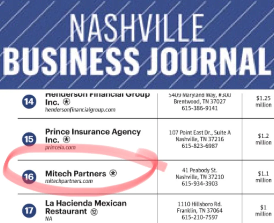 The Nashville Business Journal publication BOOK OF LIST ranks Mitech Partners as the 16th largest minority company in Nashville, Tennessee for 2017-2018.