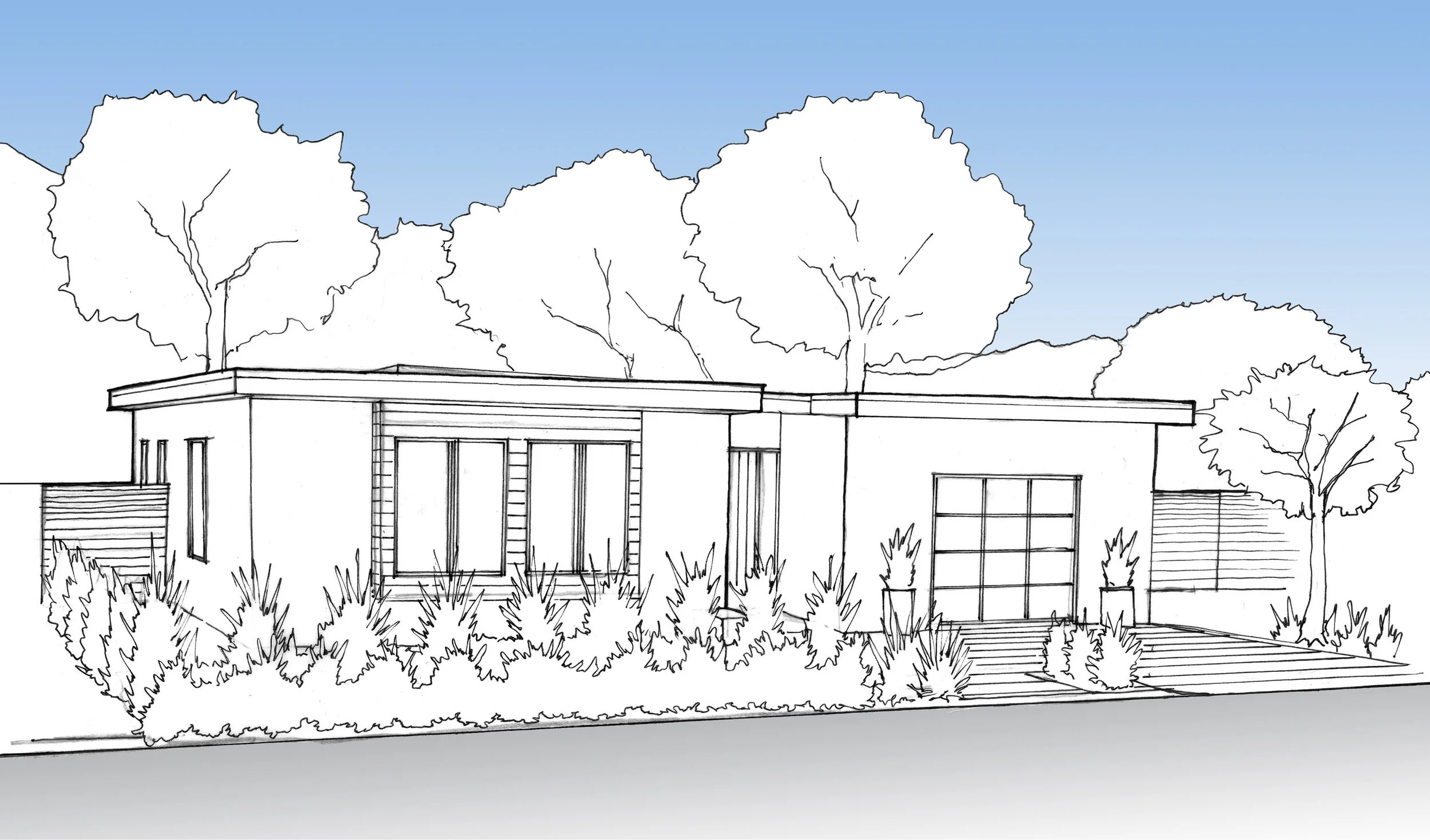  Tiburon residence front sketch 